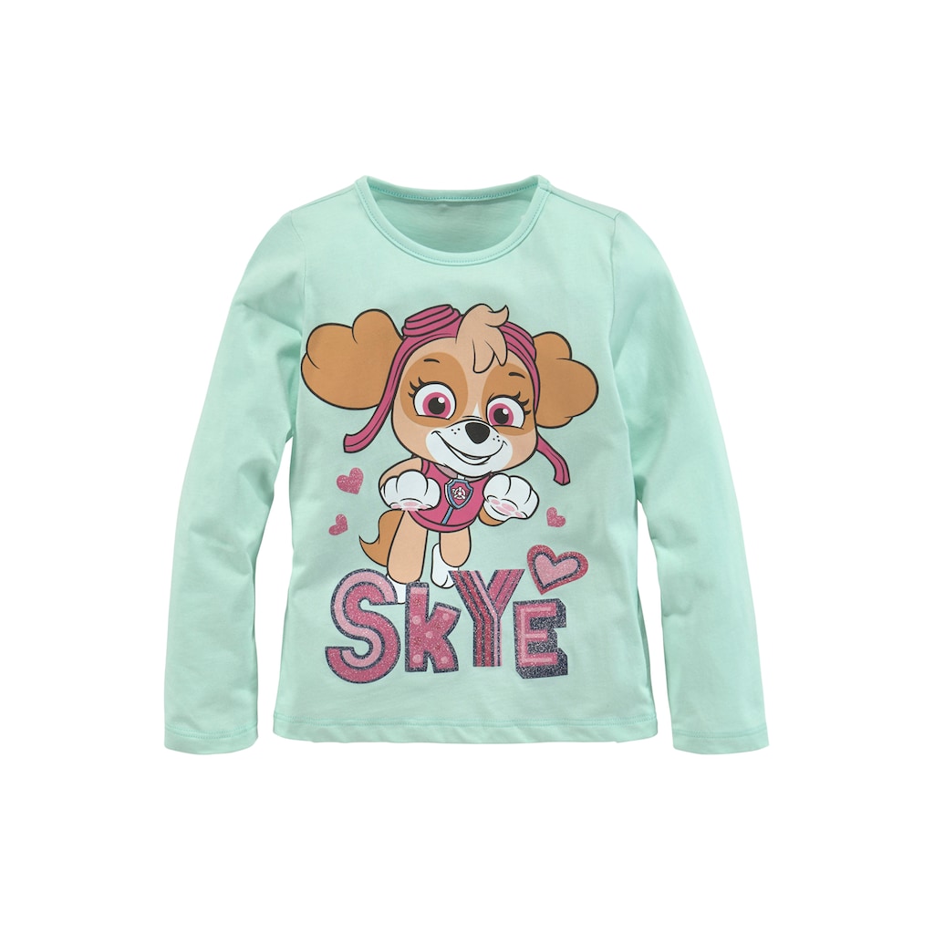 PAW PATROL Langarmshirt, Druck mit Glitzerdetails