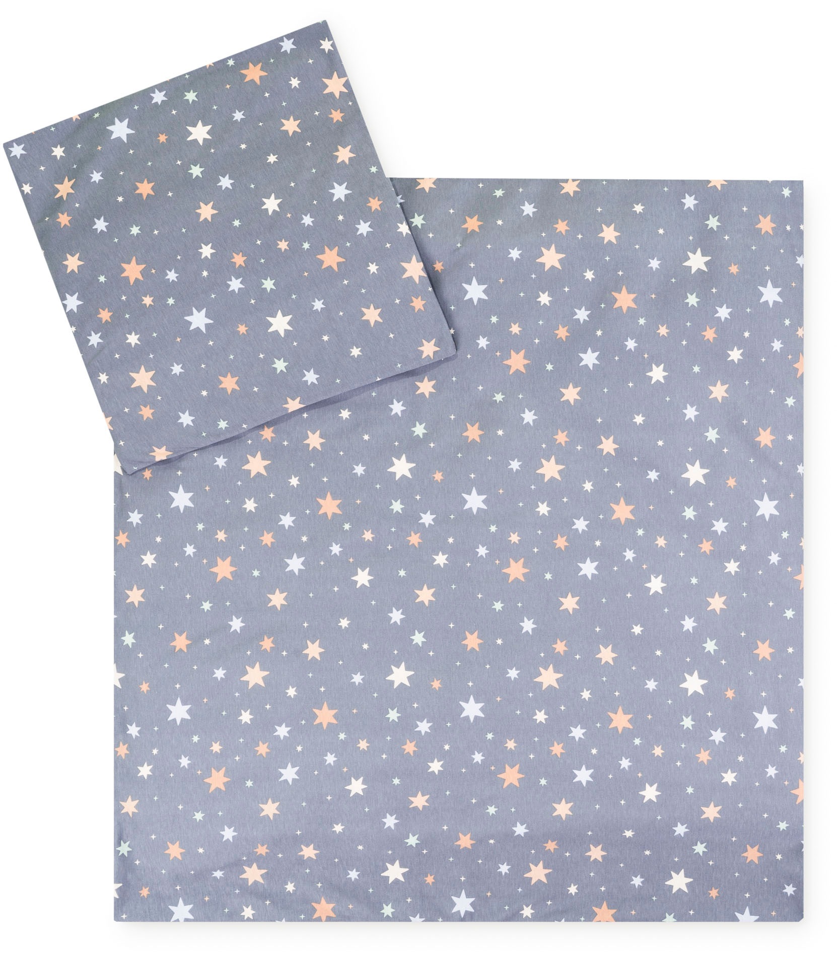 Kinderbettwäsche JULIUS ZÖLLNER Baby- und Kinderbettwäsche aus 100% Jersey-Baumwolle, blau (shiny stars), B/L: 80cm x 80cm, 1 Stk., 1 Stk., Jersey, B/L: 35cm x 40cm, 2 Stk.