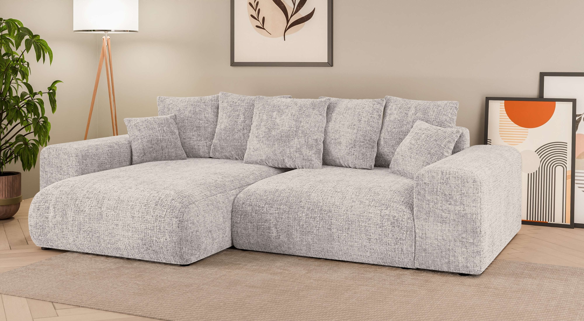 Home affaire Ecksofa »LAKESIDE mit Bettfunktion und Bettkasten, B/T/H 257/166/84 cm«, L-Form, Recamiere beidseitig montierbar, mit Wellenunterfederung