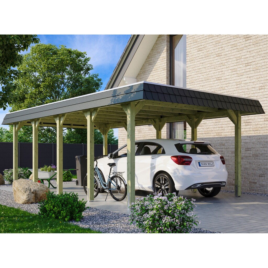 Skanholz Einzelcarport »Spreewald«, Fichtenholz, 342 cm, grün