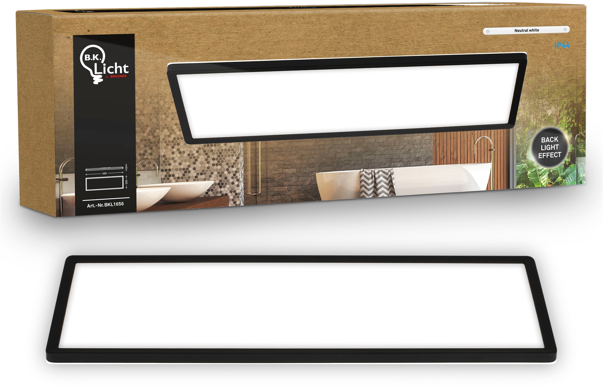 B.K.Licht LED Panel »SHALLOW« LED-Board 1 Stk. Neutralweiß 58x20x3 cm, Badlampe, Badezimmer, Küche, Wohnzimmer