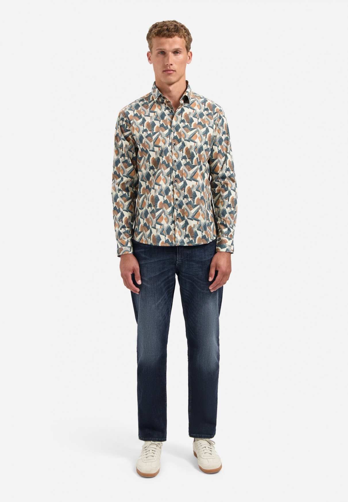 NO EXCESS Langarmhemd »No Excess Bedrucktes Hemd Shirt Stretch Allover Printed«