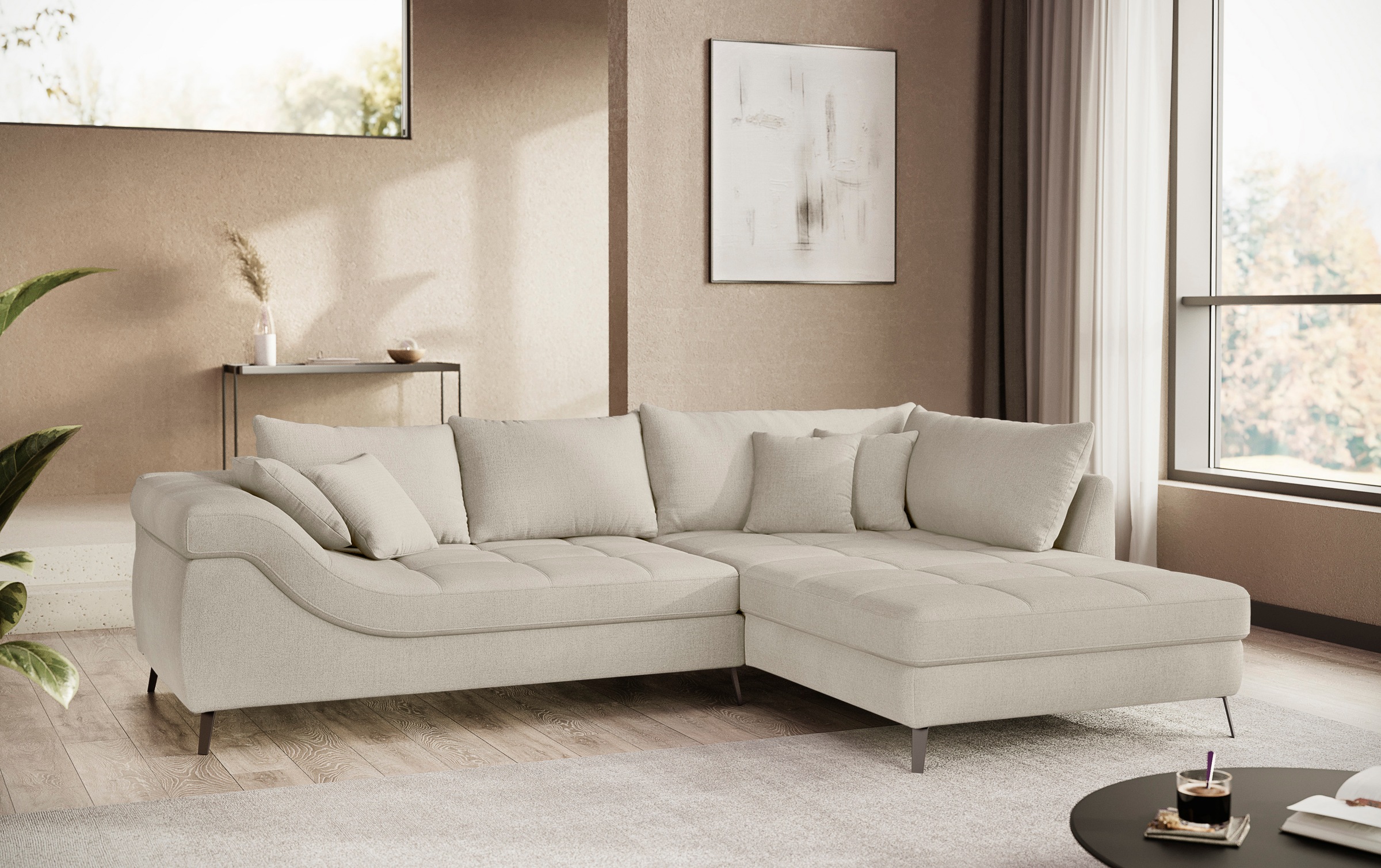 Mr. Couch Ecksofa »Portofino L-Form«, 4 Bezugsqualitäten, 13,5 cm hohe Meta günstig online kaufen