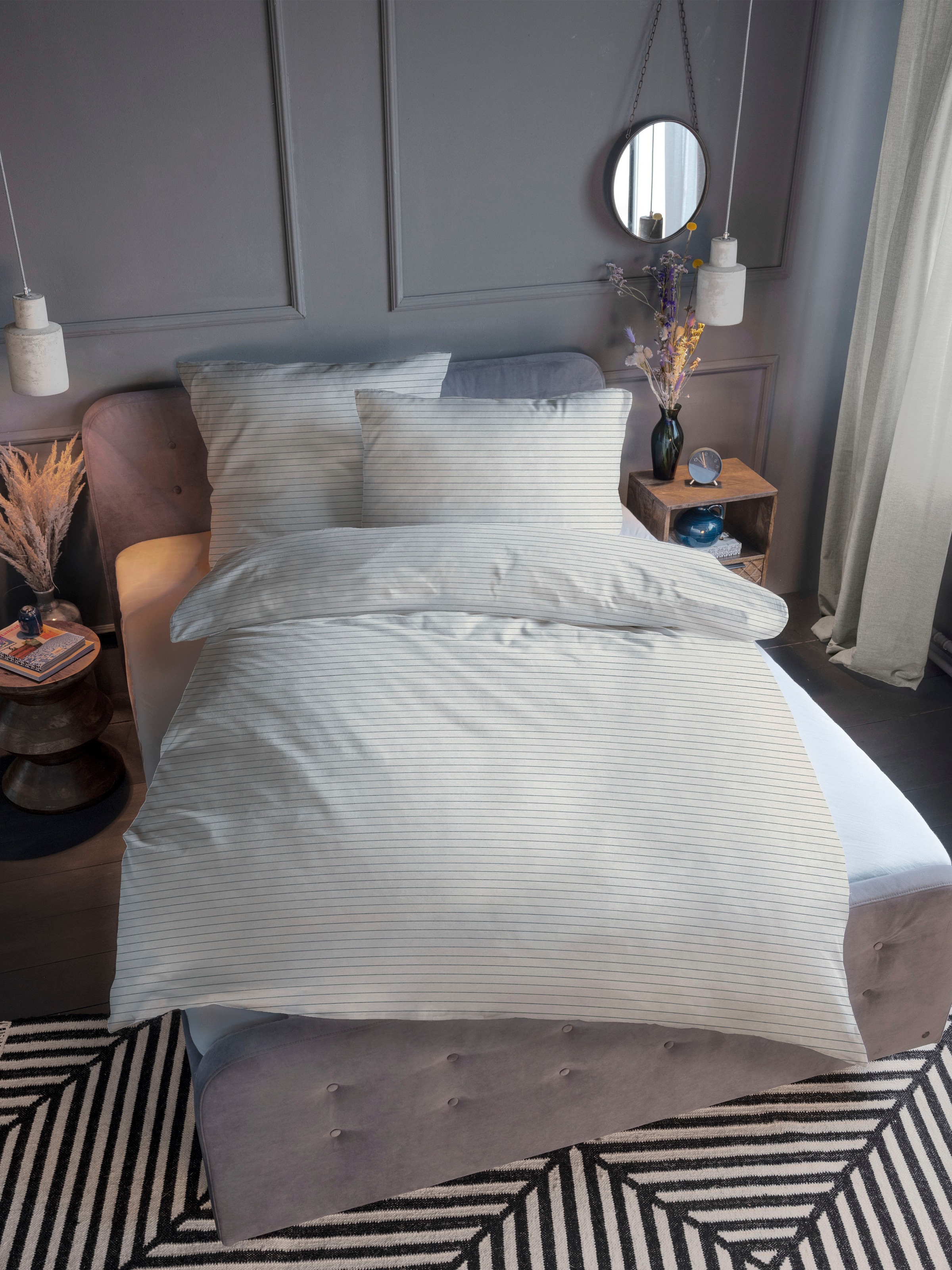 TOM TAILOR HOME Bettwäsche »TRUE STRIPES«, kuschelig + warm, Reißverschluss, Melange, made in Germany