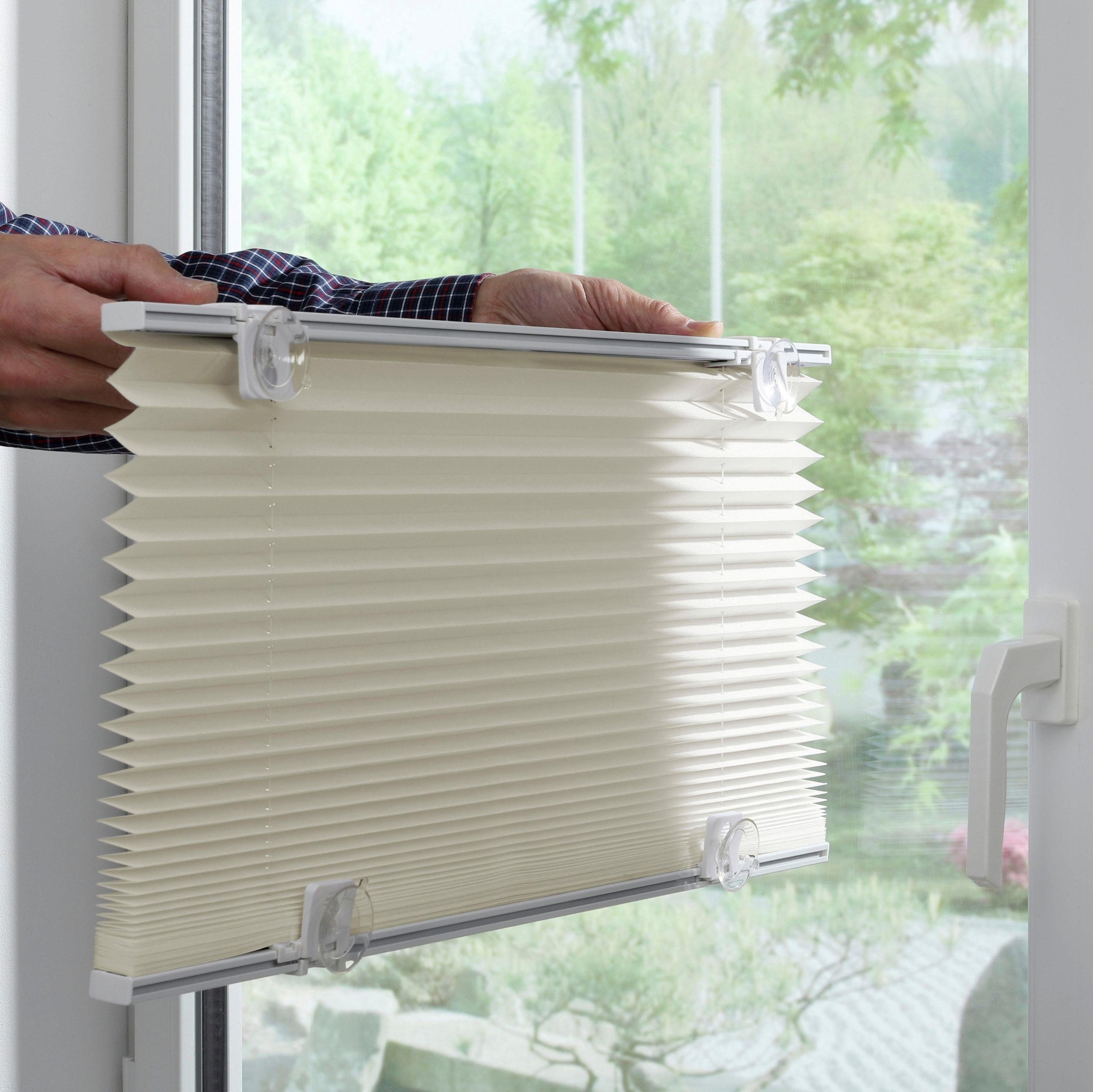 GARDINIA Plissee »Plissee Solo mit Saugnäpfen« Lichtschutz ohne Bohren mit integrierter Schnurführung