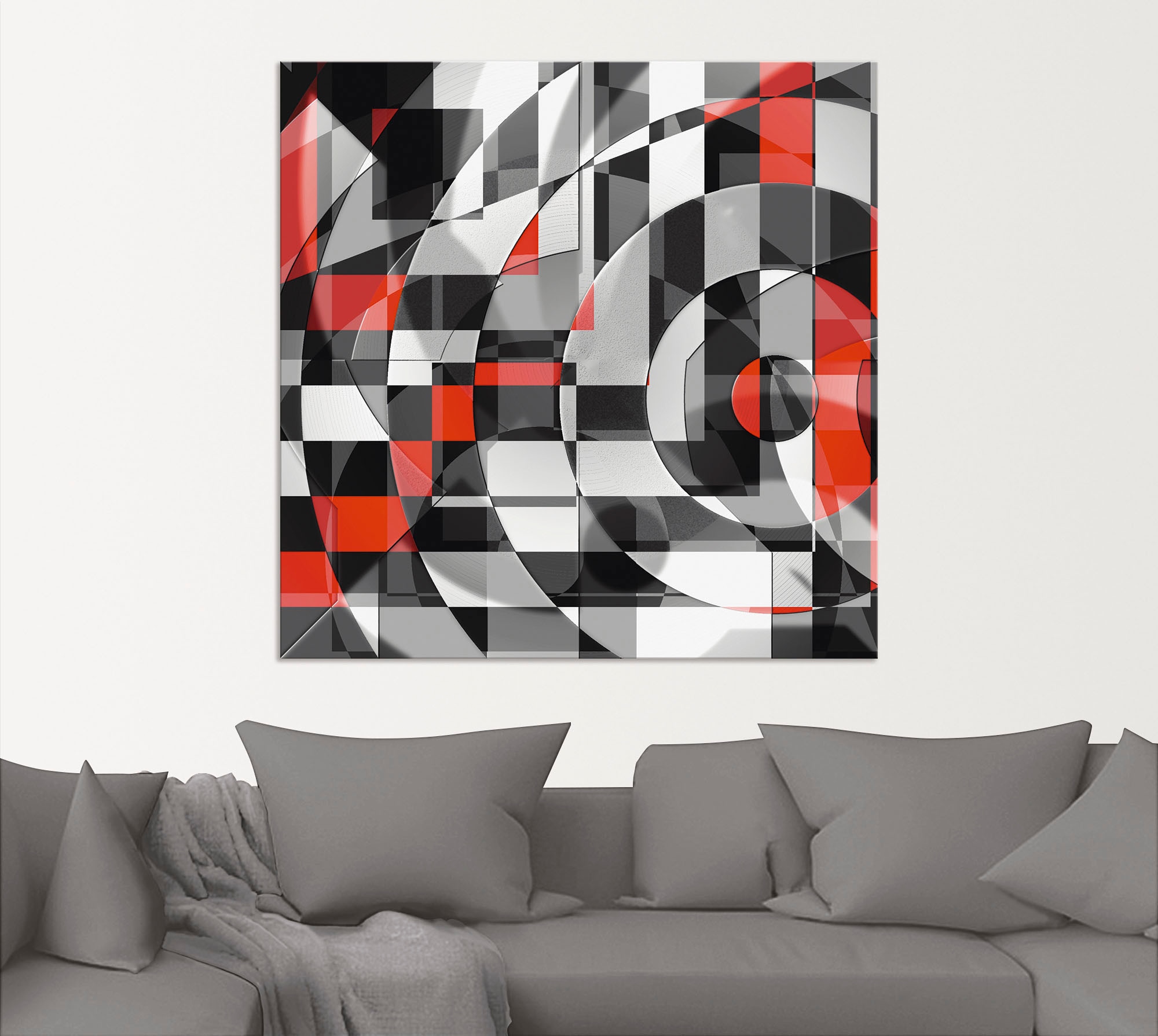 Artland Wandbild »Schwarz weiß trifft rot Version 1«, Muster, (1 St.), als  Alubild, Leinwandbild, Wandaufkleber oder Poster in versch. Größen auf  Raten bestellen