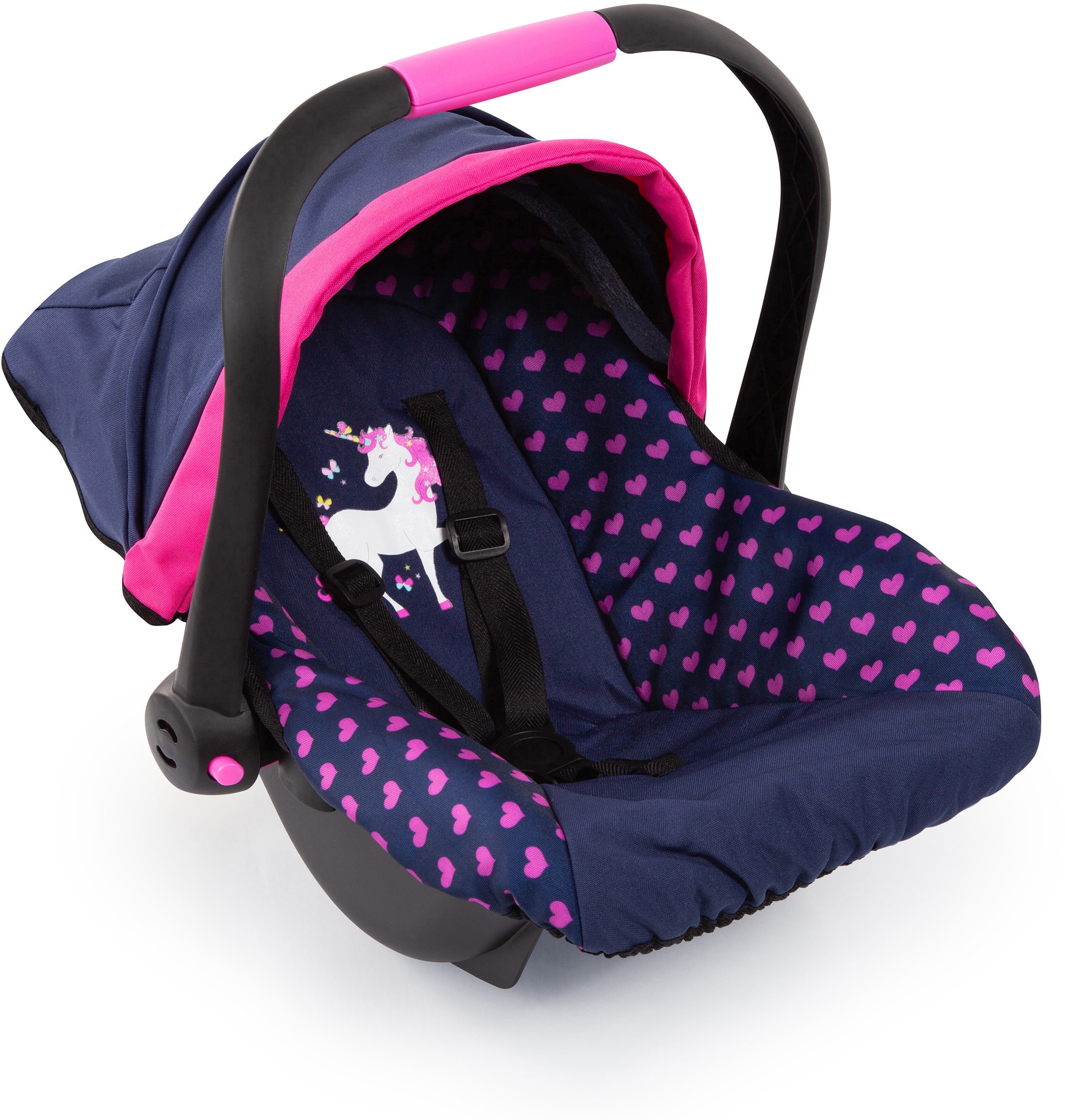 Bayer Puppen Autositz »blau/pink Einhorn«, mit Dach