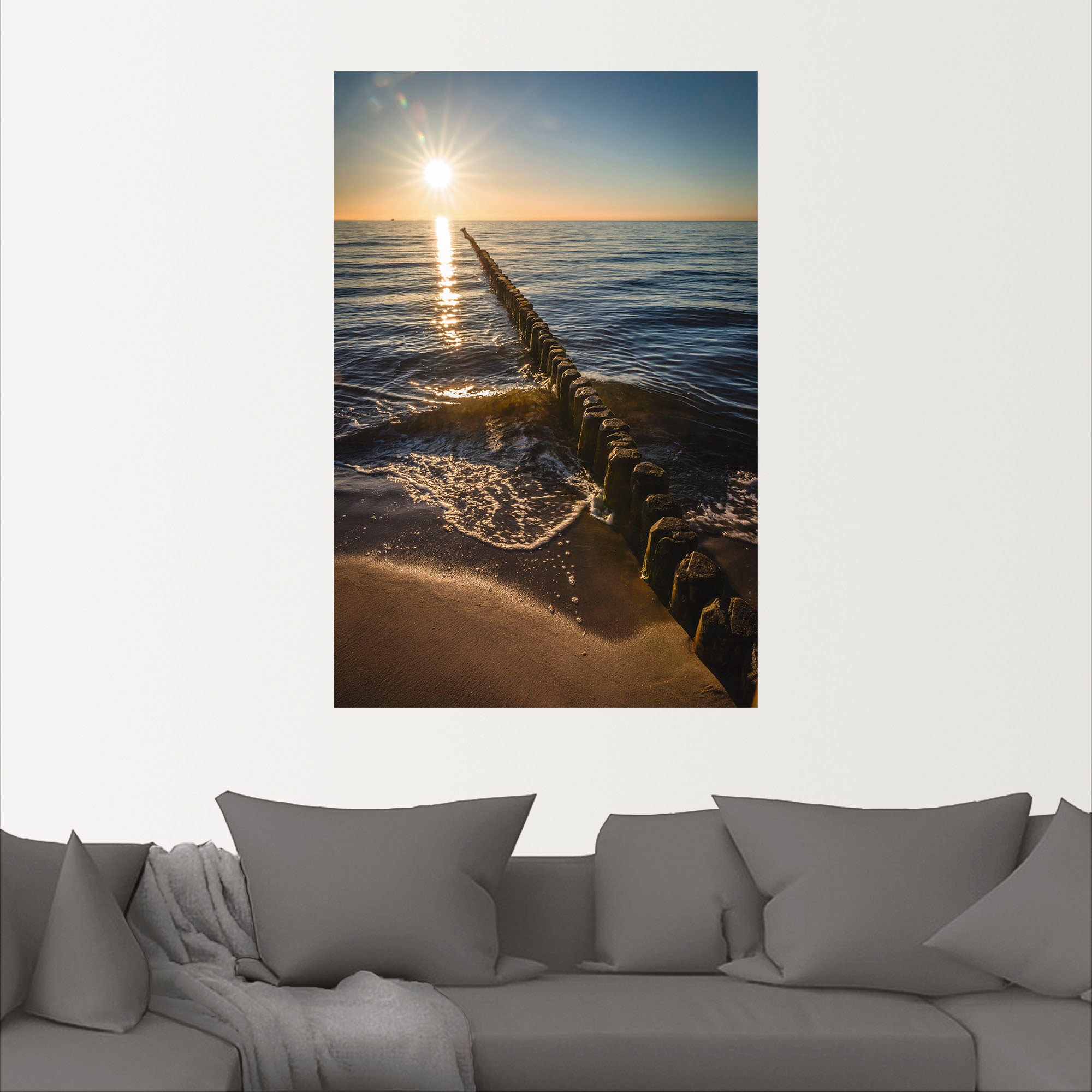 Artland Wandfolie »Buhnen und Sonnenuntergang Ostsee«, Küstenbilder, (1 St.), selbstklebend