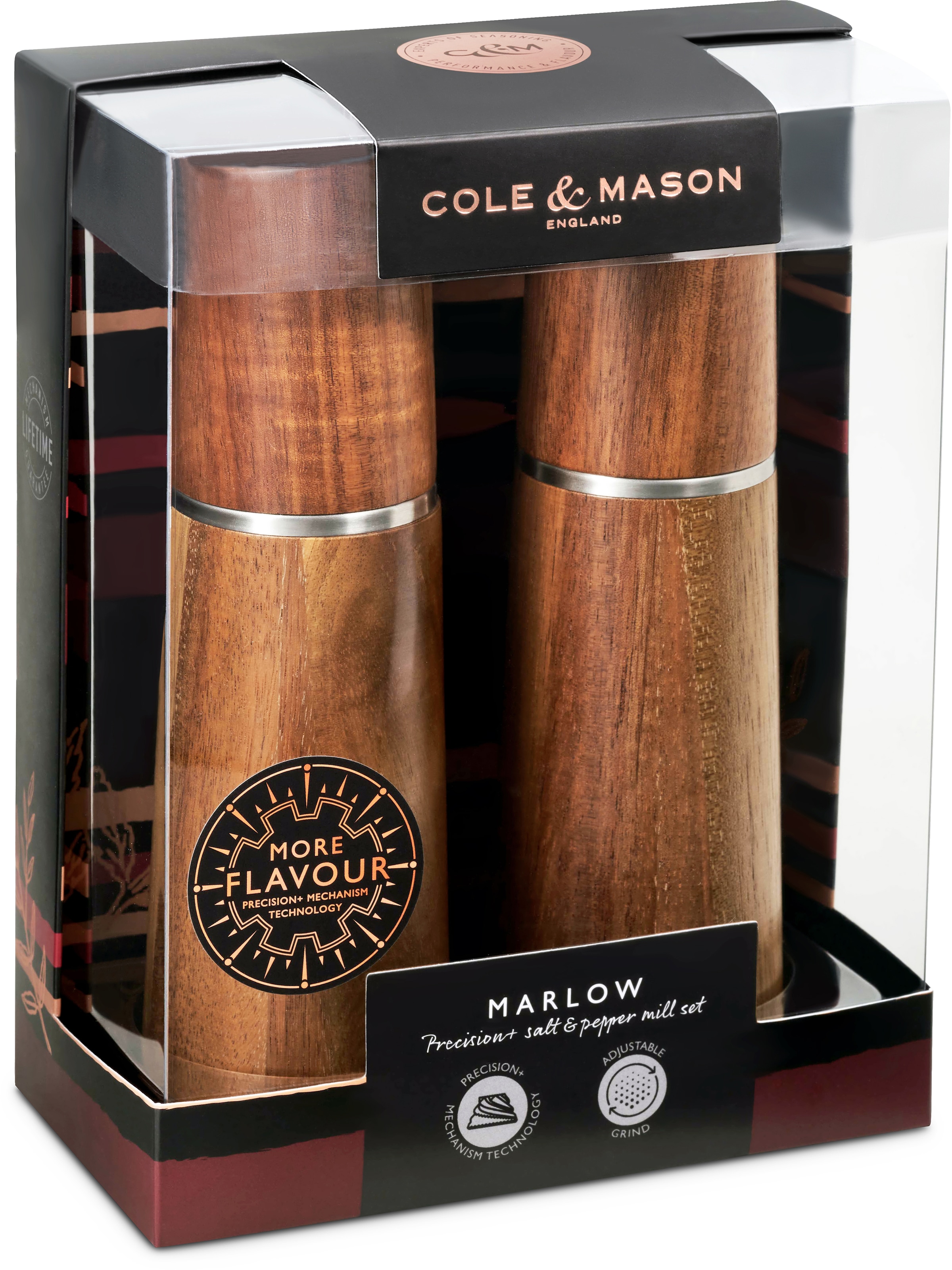 Cole & Mason Salz-/Pfeffermühle »Marlow«, (2 St.), aus hochwertigem Akazienholz