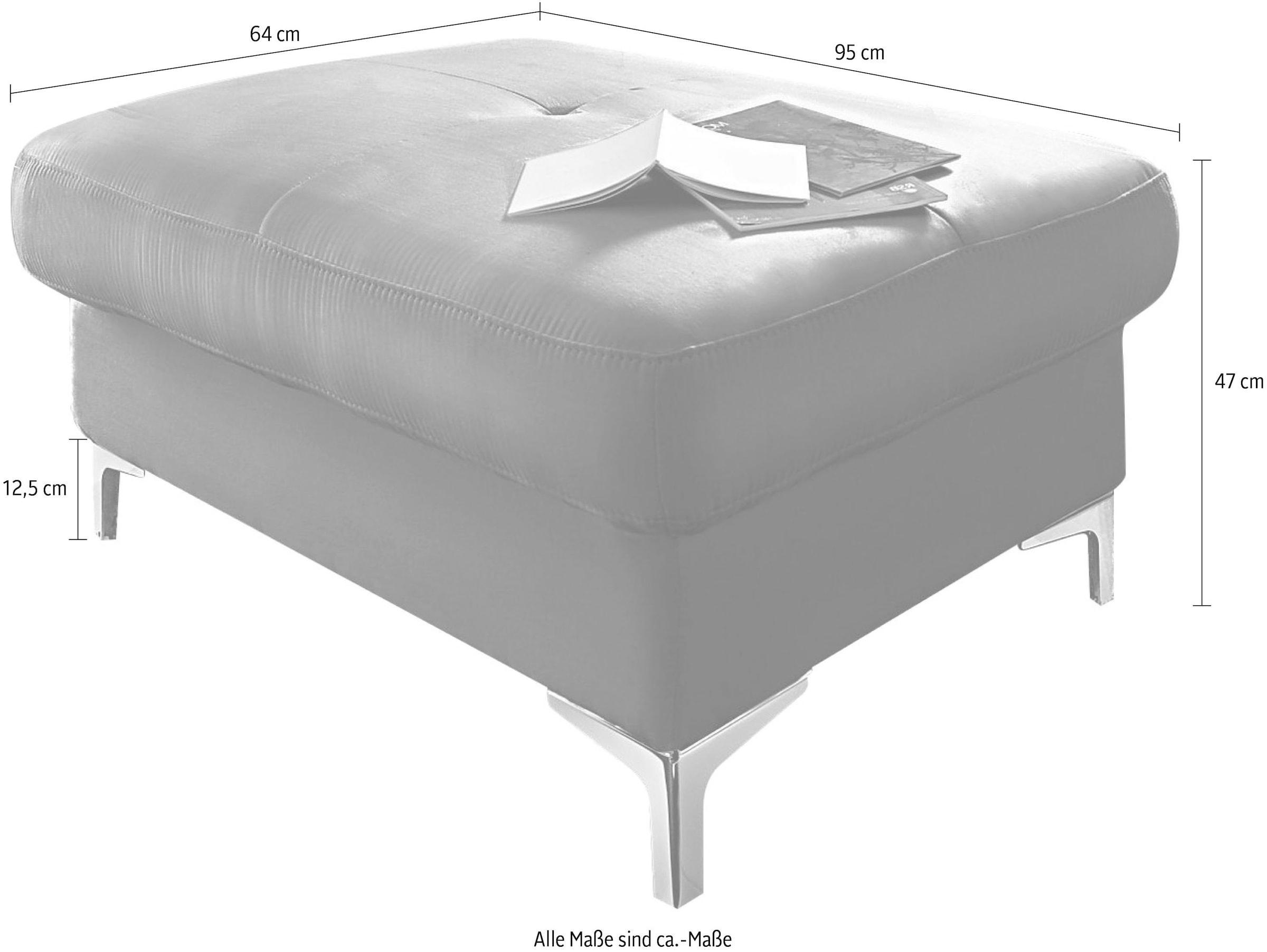 COTTA Polstergarnitur »Sammy U-Form«, (Set, Tiefe der Recamiere 169 cm), Set bestehend aus: Wohnlandschaft mit Kopfteilverstellung & Hocker