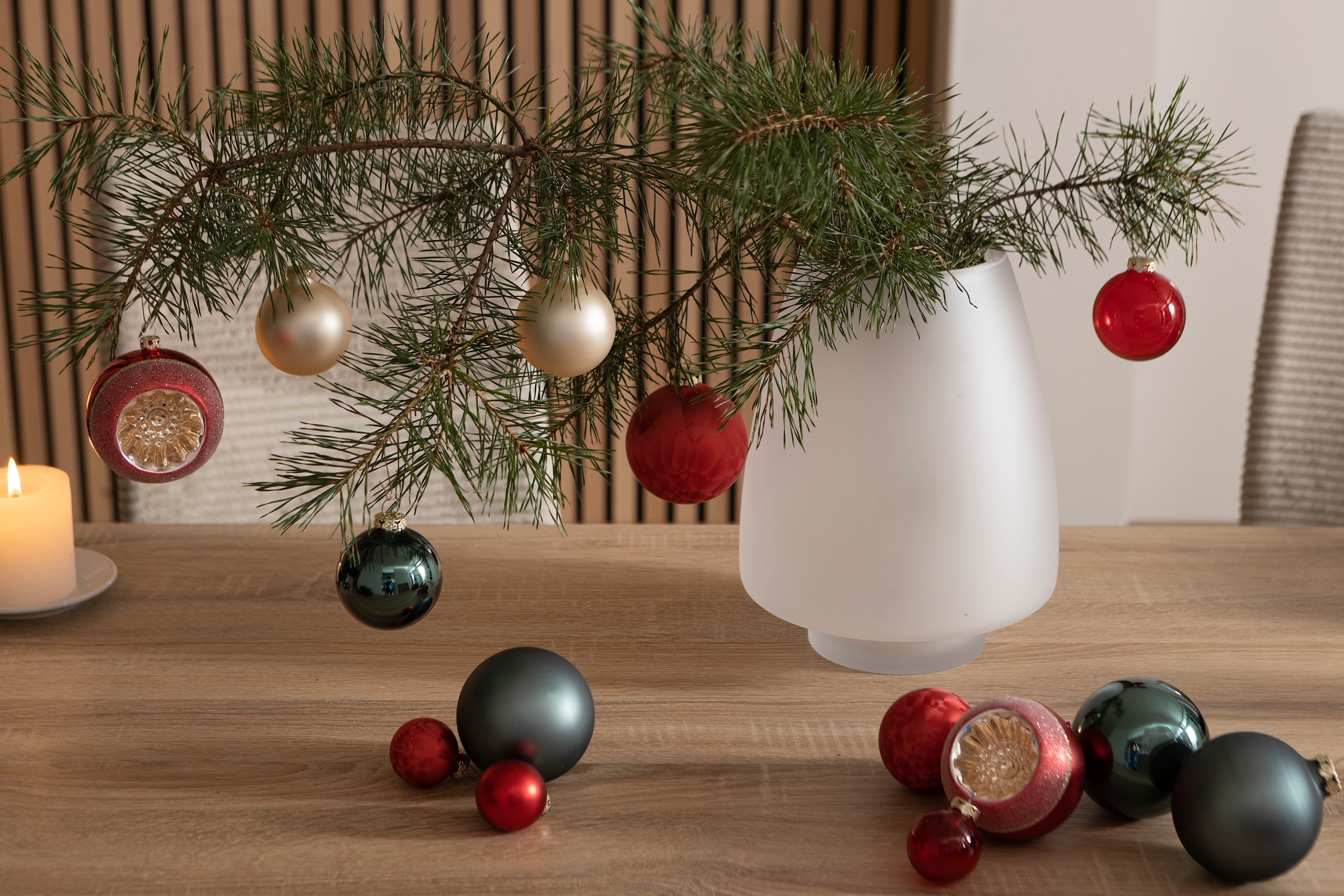 my home Weihnachtsbaumkugel »Béla, Advent, Weihnachtsdeko, Christbaumschmuck aus Glas«, (Set, 40 St.), Christbaumkugeln in Unifarbmischung, 40-teilig, Ø 4 cm, 6 cm, 8 cm