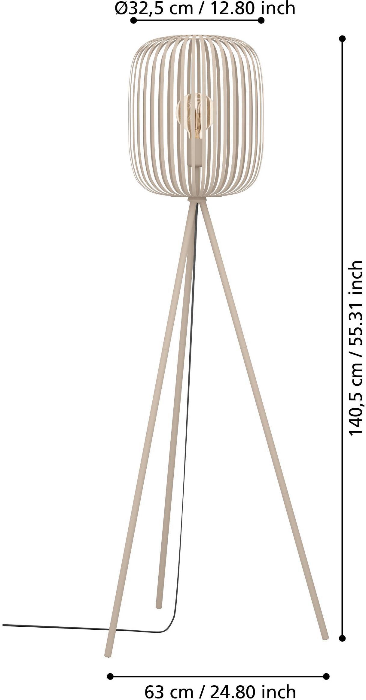 EGLO Stehlampe »Stehleuchte ROMAZZINA, exkl. E27, Stahl in sandfarben, Stehlampe«, 1 flammig, Leuchtmittel E27 | ohne Leuchtmittel, Stativ Standleuchte, Dreibein, 140,5x32,5cm, Wohnzimmerlampe