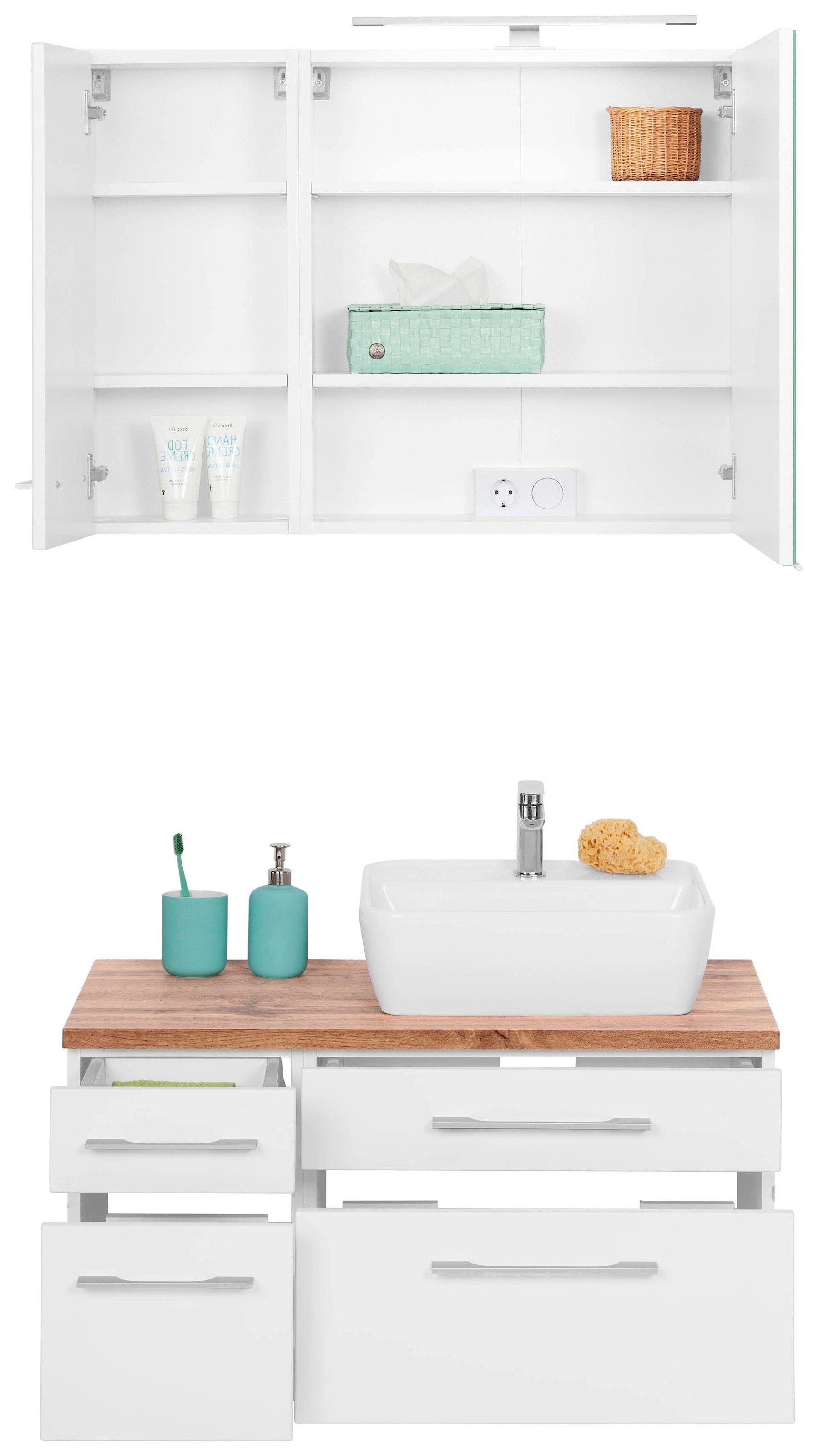 welltime Badmöbel-Set »Davos« 3 Stk. tlg. Breite 50 cm, mit extra Regal günstig online kaufen