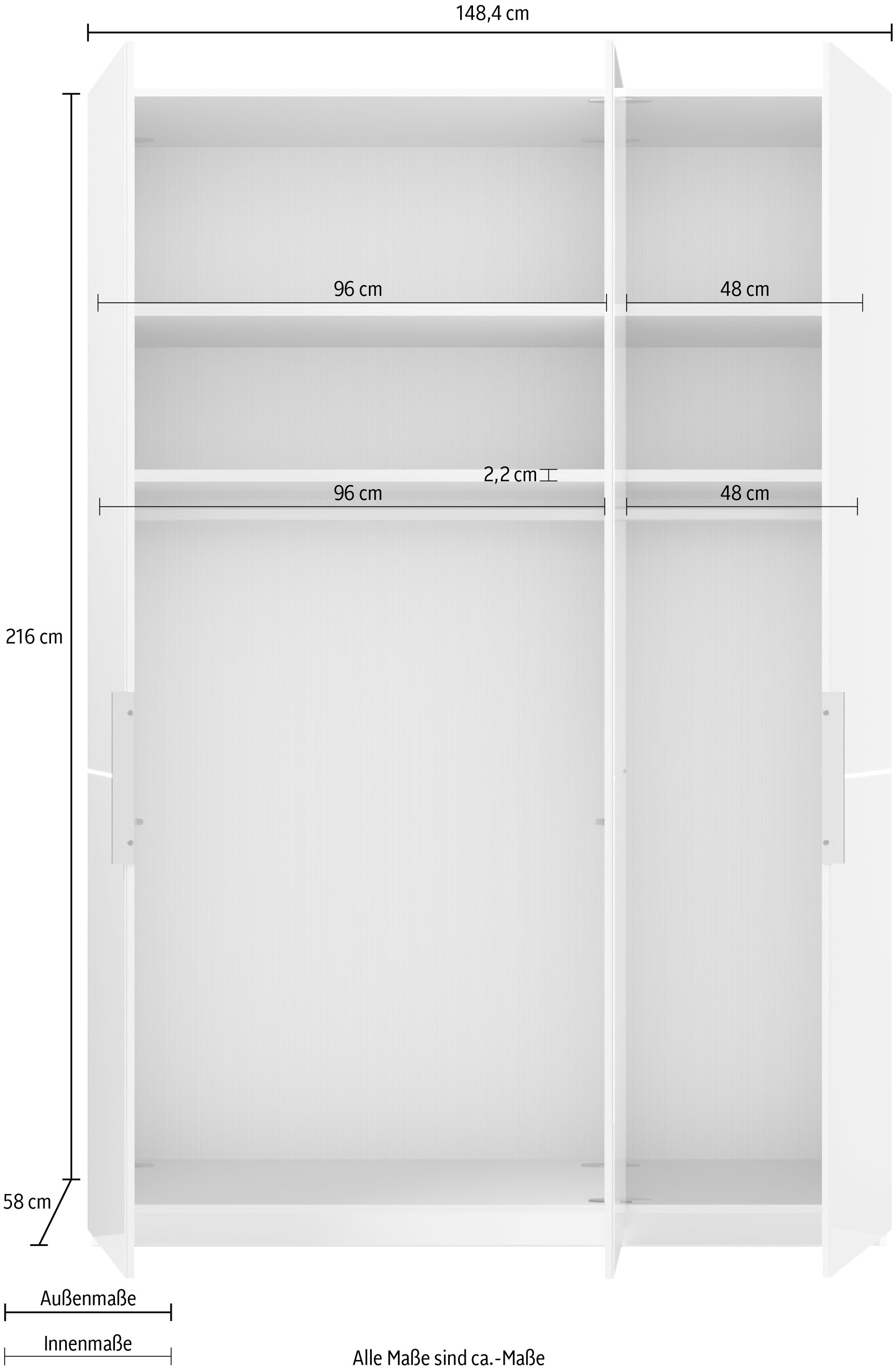 Musterring Kleiderschrank »Imola W« Einlegeböden und Kleiderstangen,mit Glastüren und Aufleistung in Chrom