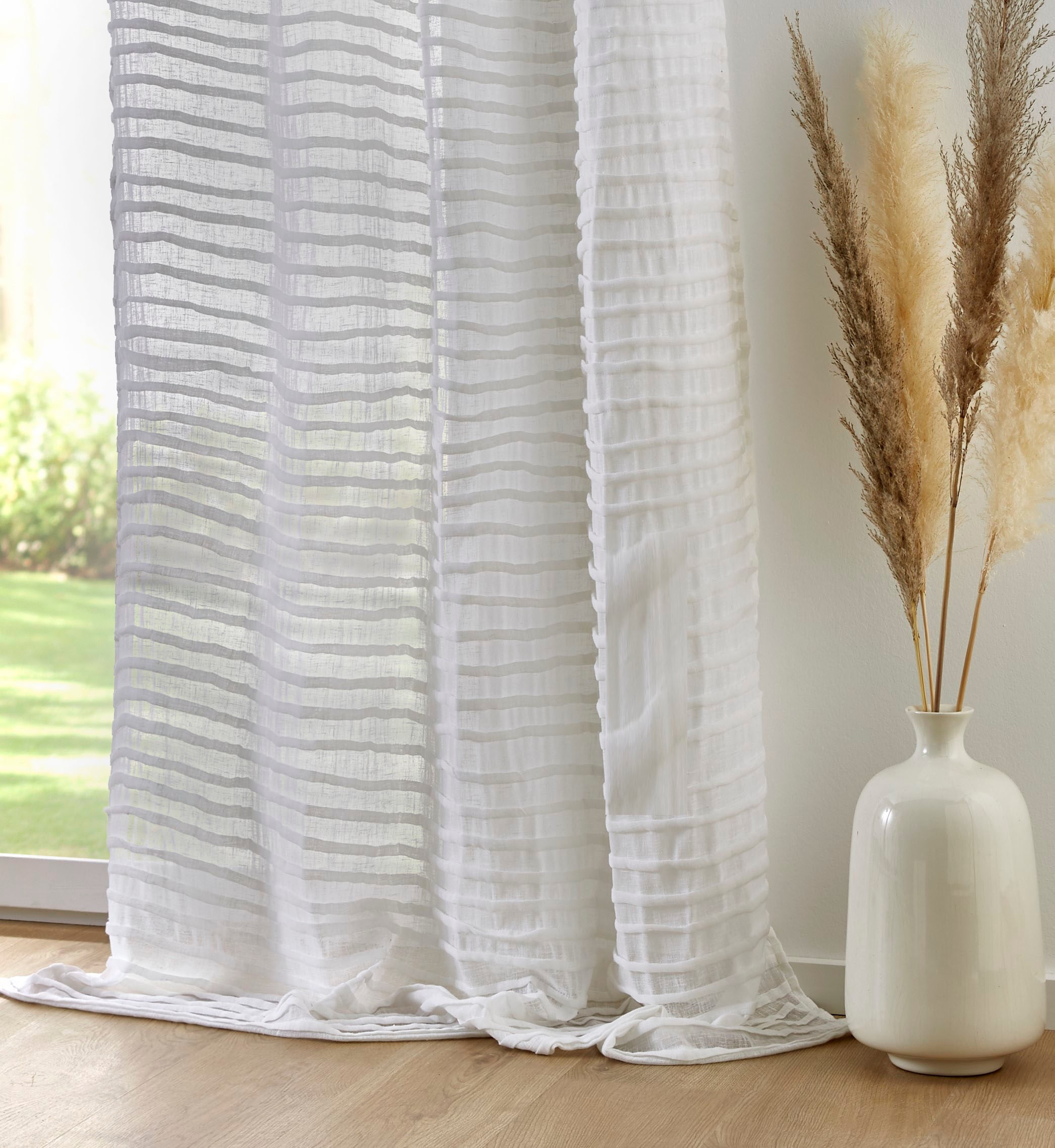 Kutti Vorhang »Crinkle allover«, (1 St.), weicher Musseiin, lichtdurchlässig, handmade