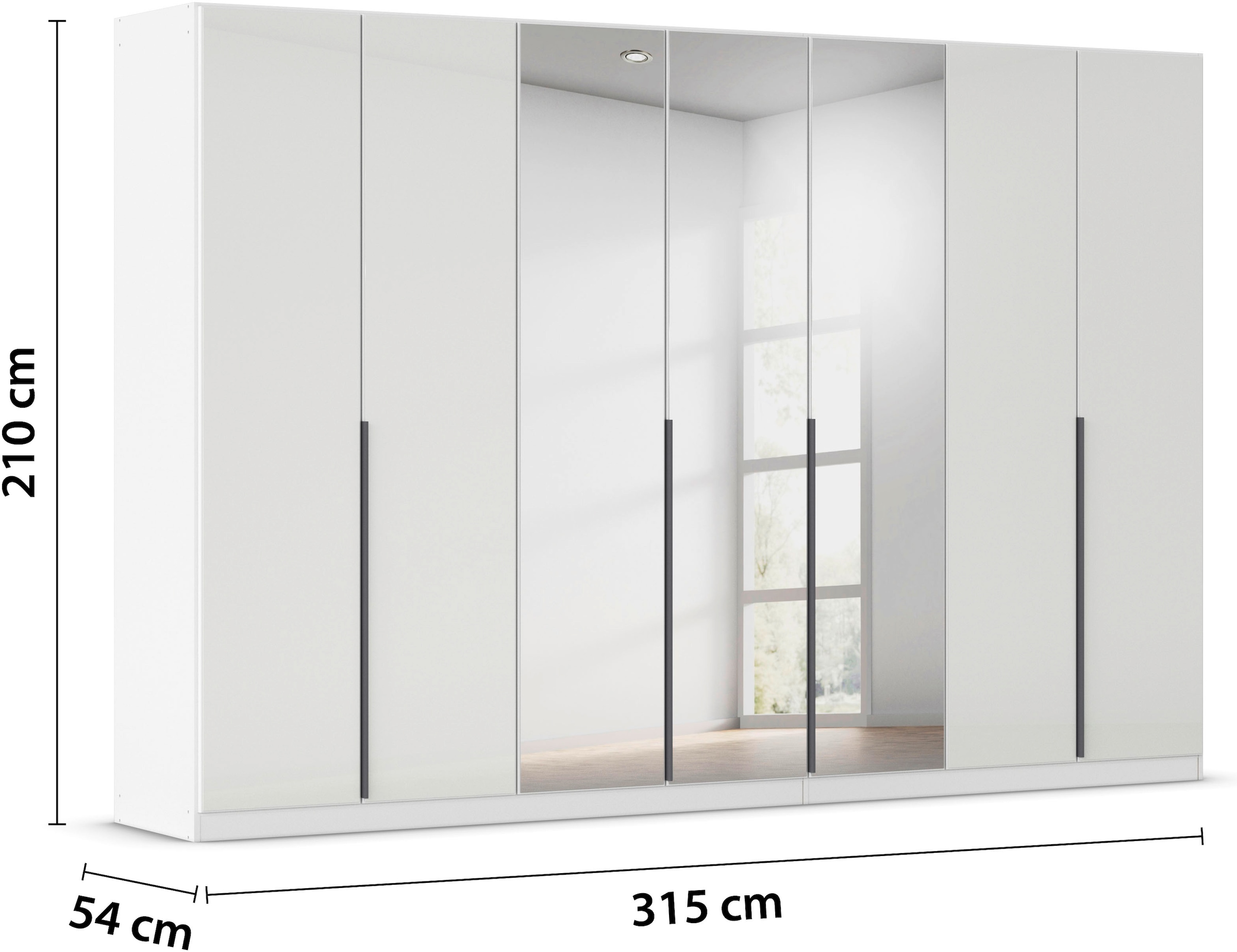 rauch Drehtürenschrank »Kleiderschrank Kleiderschränke Schrank Garderobe AGORDO mit Glasfront«, (in zwei Griff-Farben), durchdachte Innenausstattung, in 6 Breiten und 2 Höhen MADE IN GERMANY