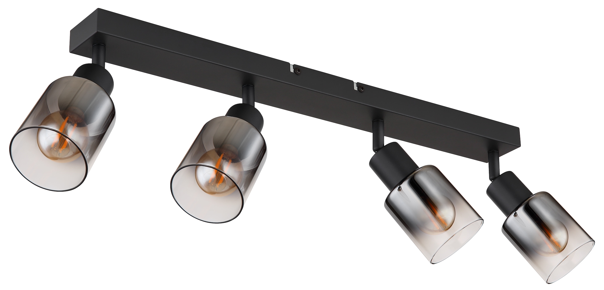 GLOBO LIGHTING Deckenstrahler »HUBERTUS«, Leuchtmittel E14 | ohne Leuchtmittel, Deckenspot/schwarz/Glas rauchfarben/Flur/Wohnzimmer