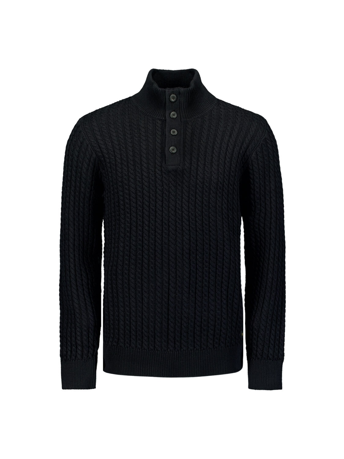 NO EXCESS Rollkragenpullover »No Excess Jacquard-Pullover mit Halbknopfleiste«