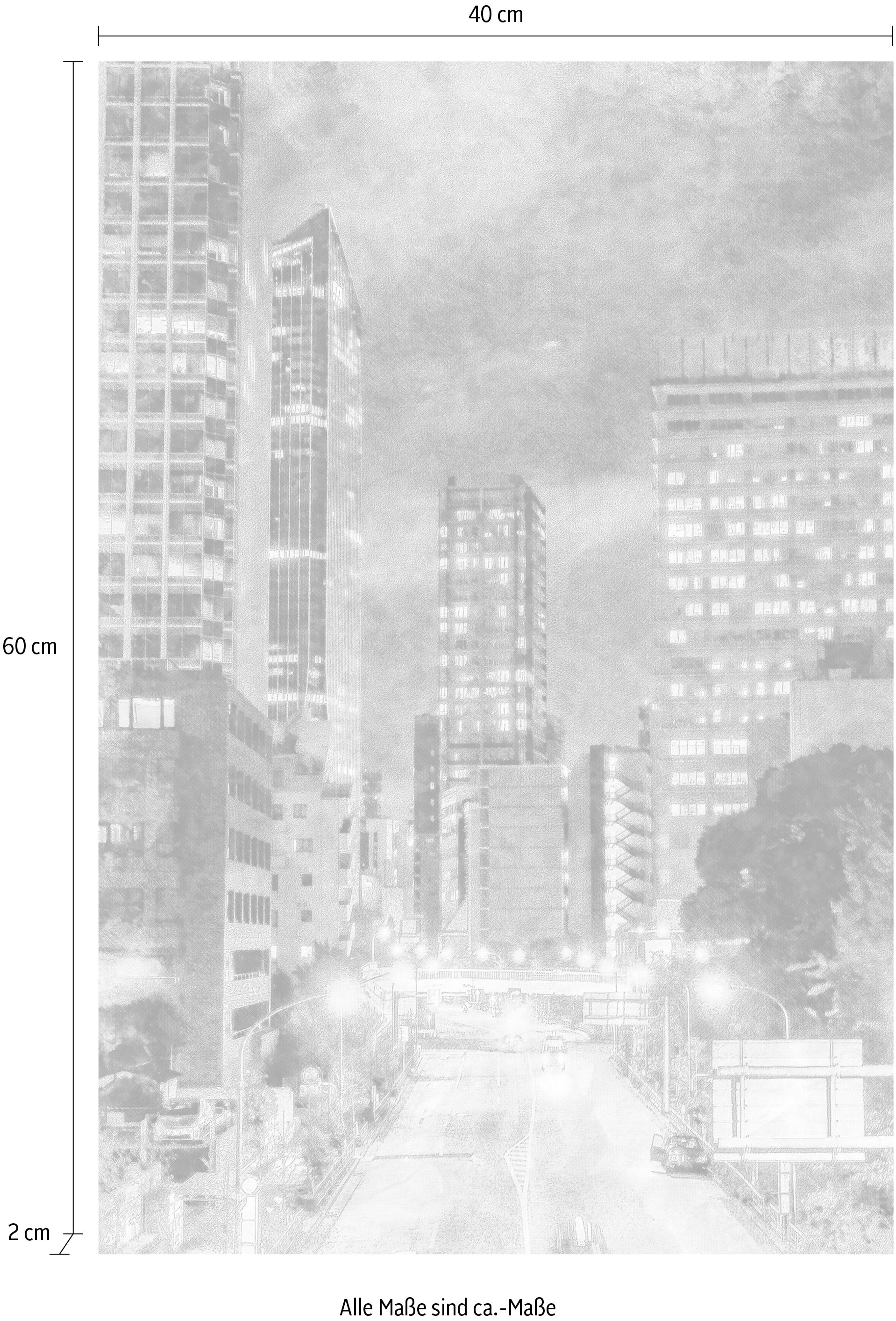 queence Leinwandbild »Stadt  Wolkenkratzer« Filmszene | Frankfurt am Main | Städte Premium-Leinwandstoff, Handarbeit aus Deutschland