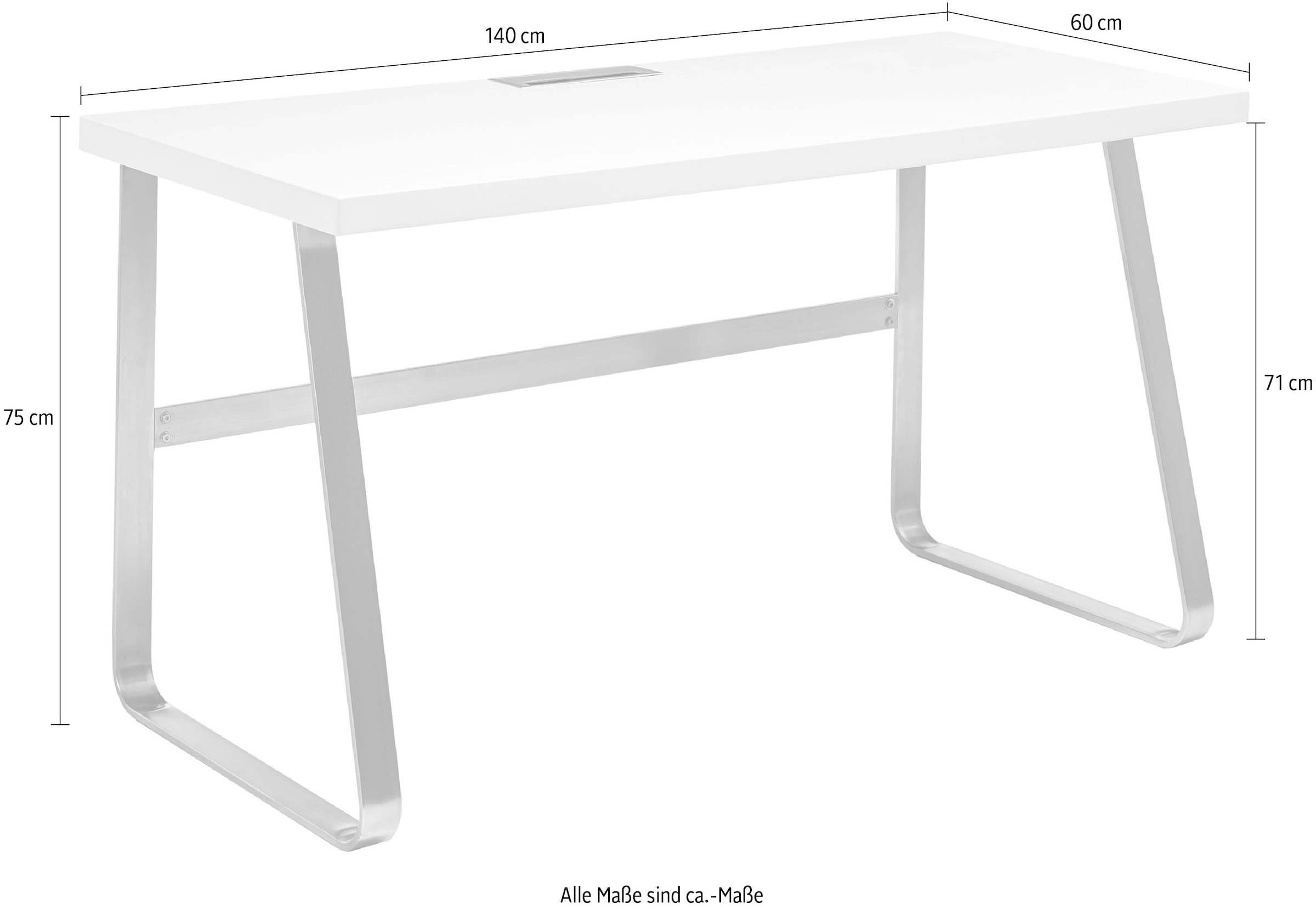 MCA furniture Schreibtisch »Beno«, Gaming Tisch, Computertisch, Gestell Edelstahloptik, Breite 140 cm