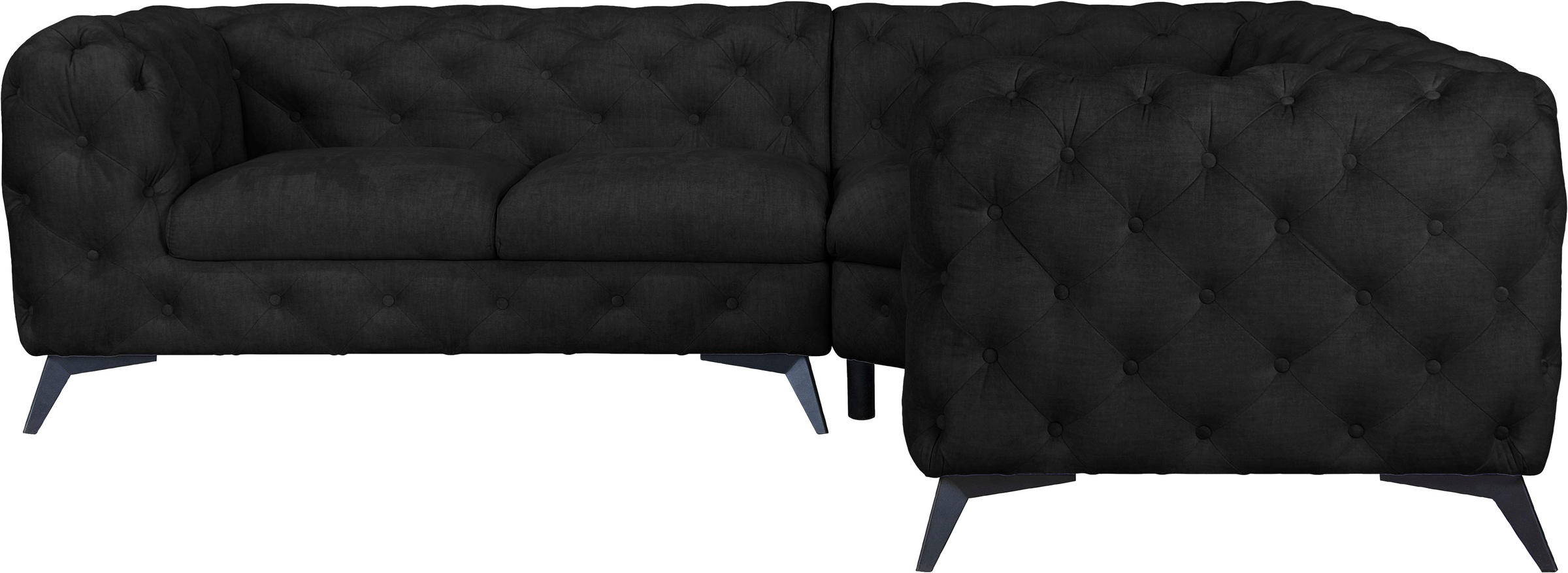 Leonique Chesterfield-Sofa »Ecksofa GLYNIS L-Form mit Wellenunterfederung, günstig online kaufen