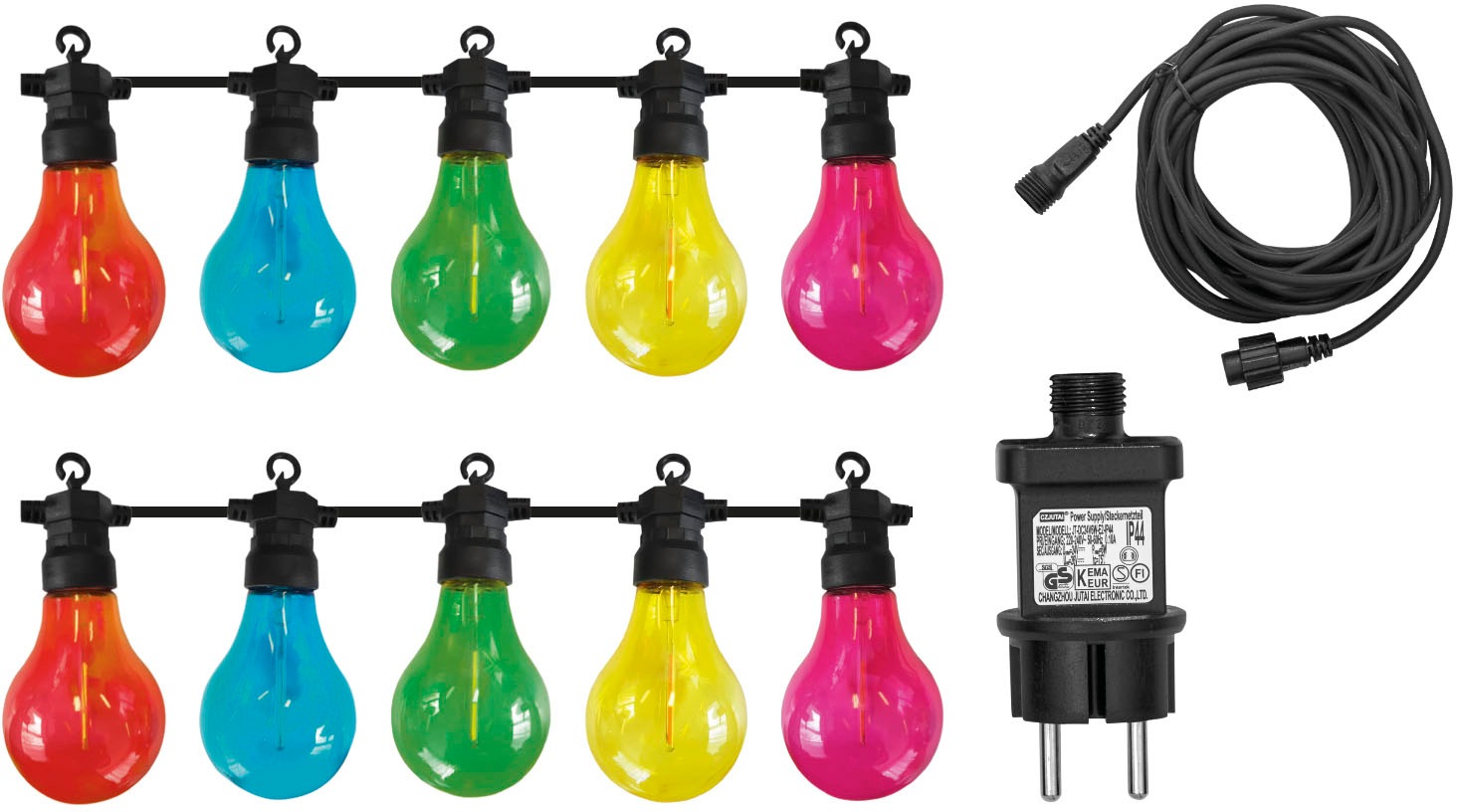 LUXFORM Lichterkette »24V-Lichterkette Maui - mit 10x farbigen LED«, Überall aufhängbar, drinnen und draußen