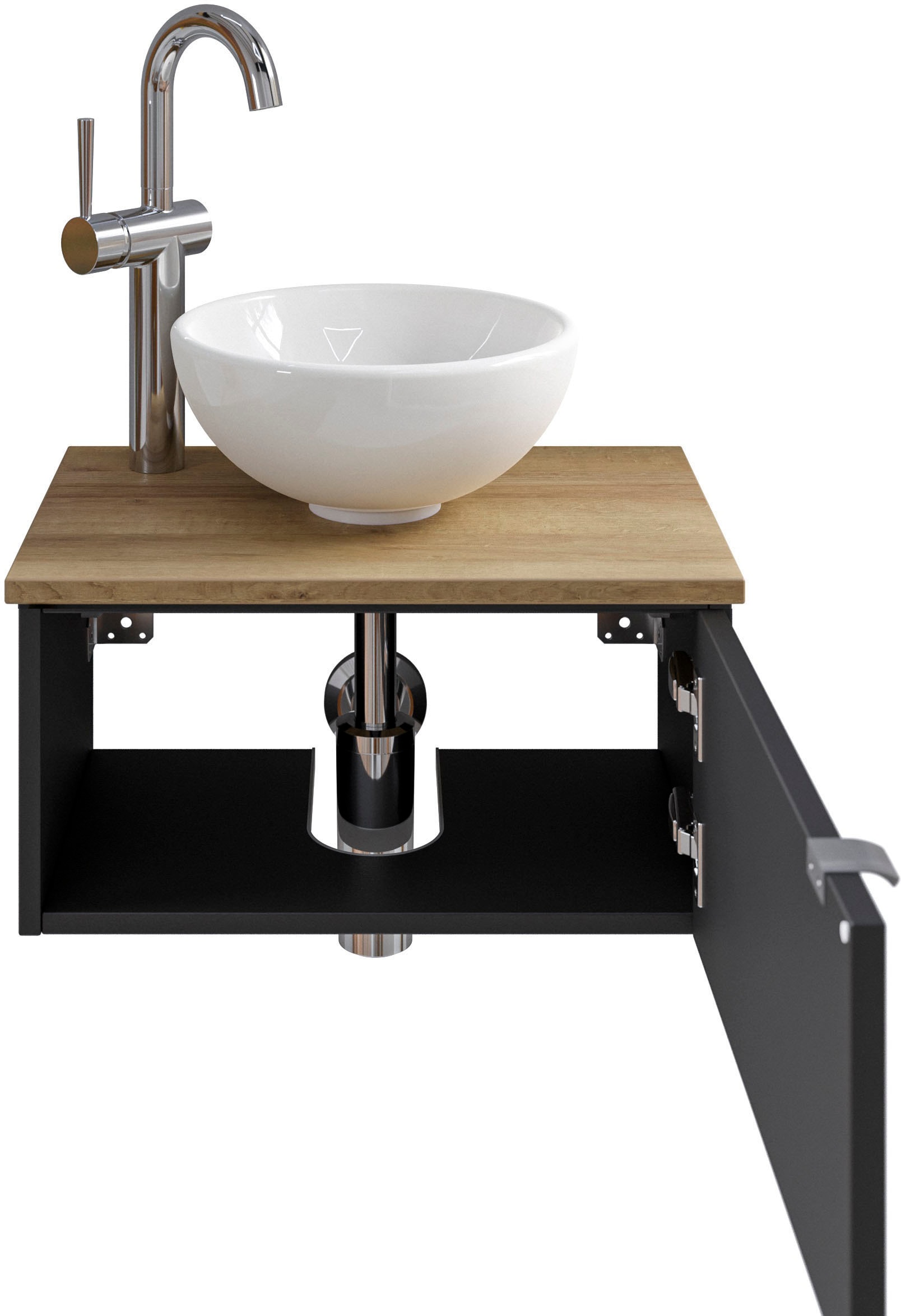 Saphir Waschtisch »Serie 6915 Waschschale mit Unterschrank für Gästebad, Gäste WC«, 51 cm breit, 1 Tür, Waschtischplatte, kleine Bäder, ohne Armatur