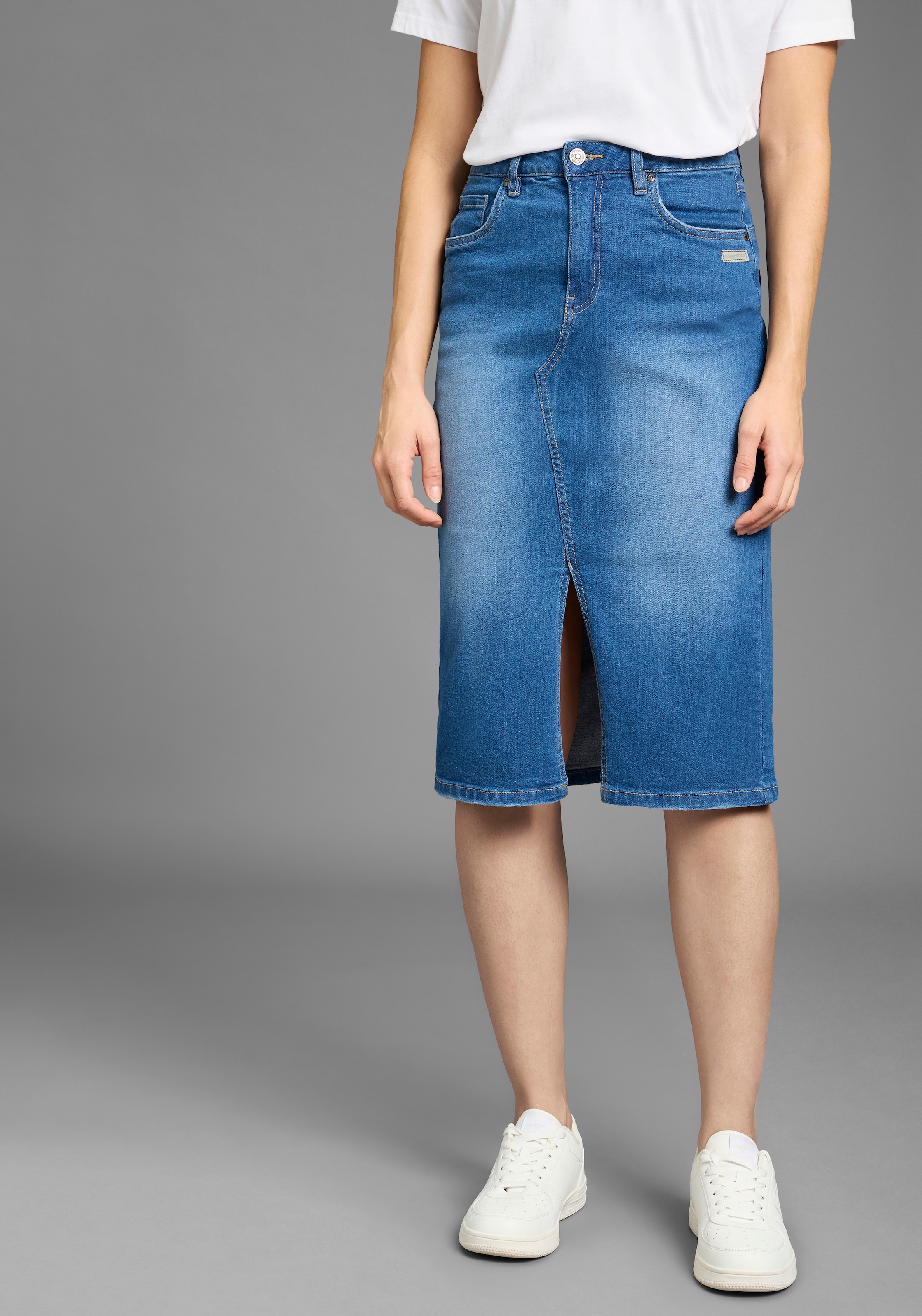 KangaROOS Jeansrock in Midilänge mit Schlitz