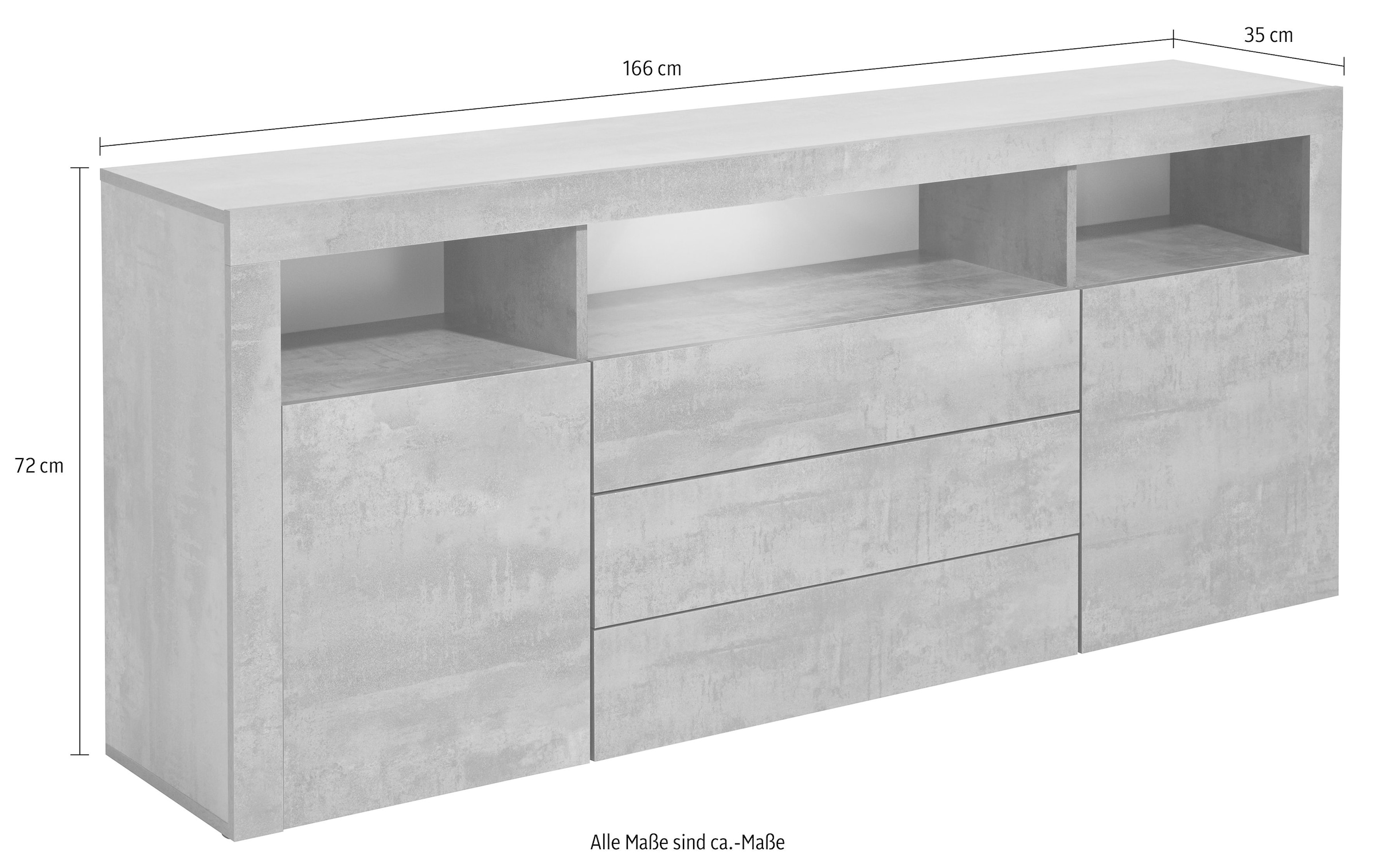 borchardt Möbel Sideboard »Santa kaufen 166 cm Raten Breite auf Fe«