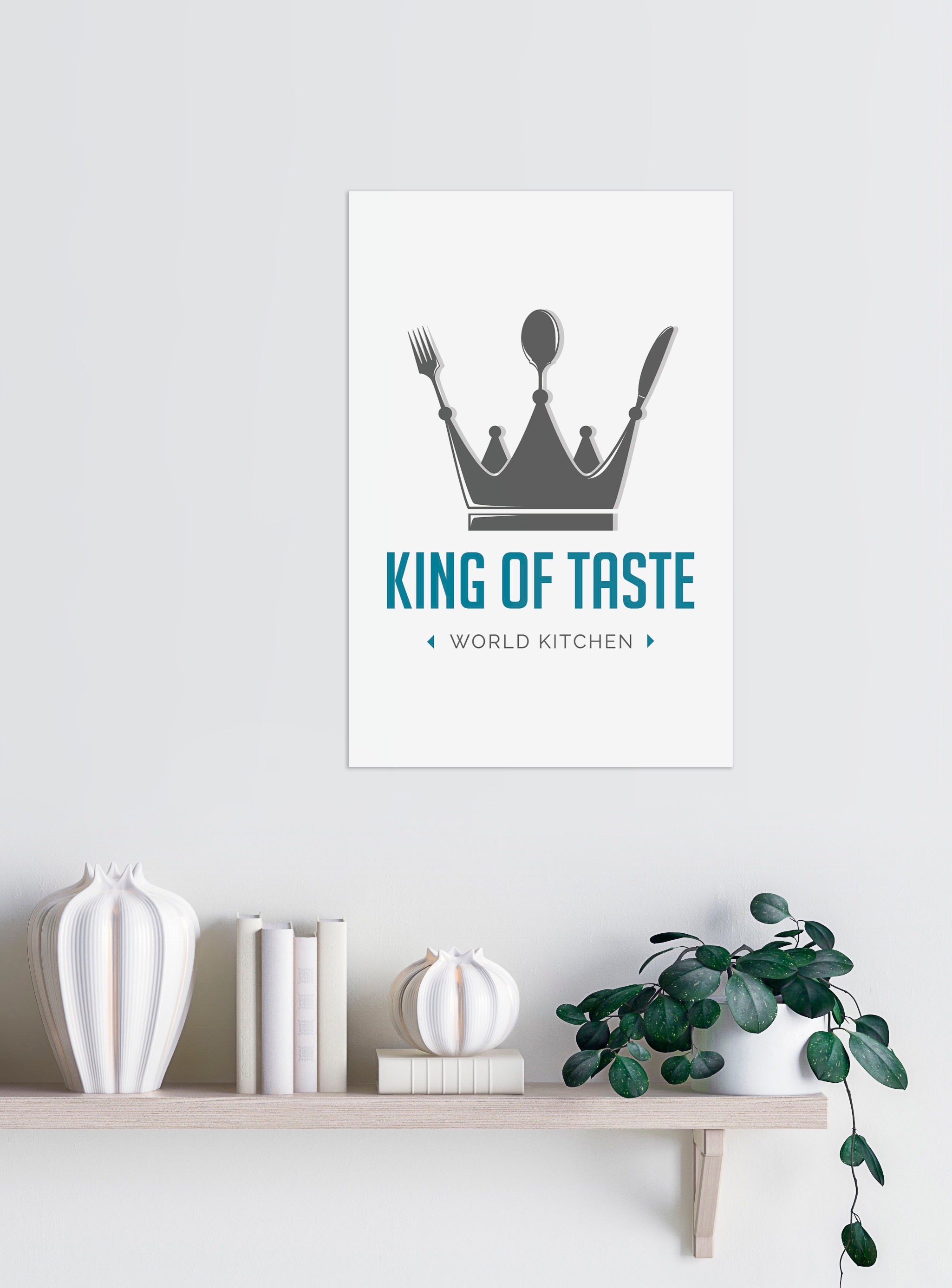 queence Wanddekoobjekt »KING OF TASTE«, Stahlschild, Blechschild, Spruch, Witzig, Wanddeko, retro, 20x30cm