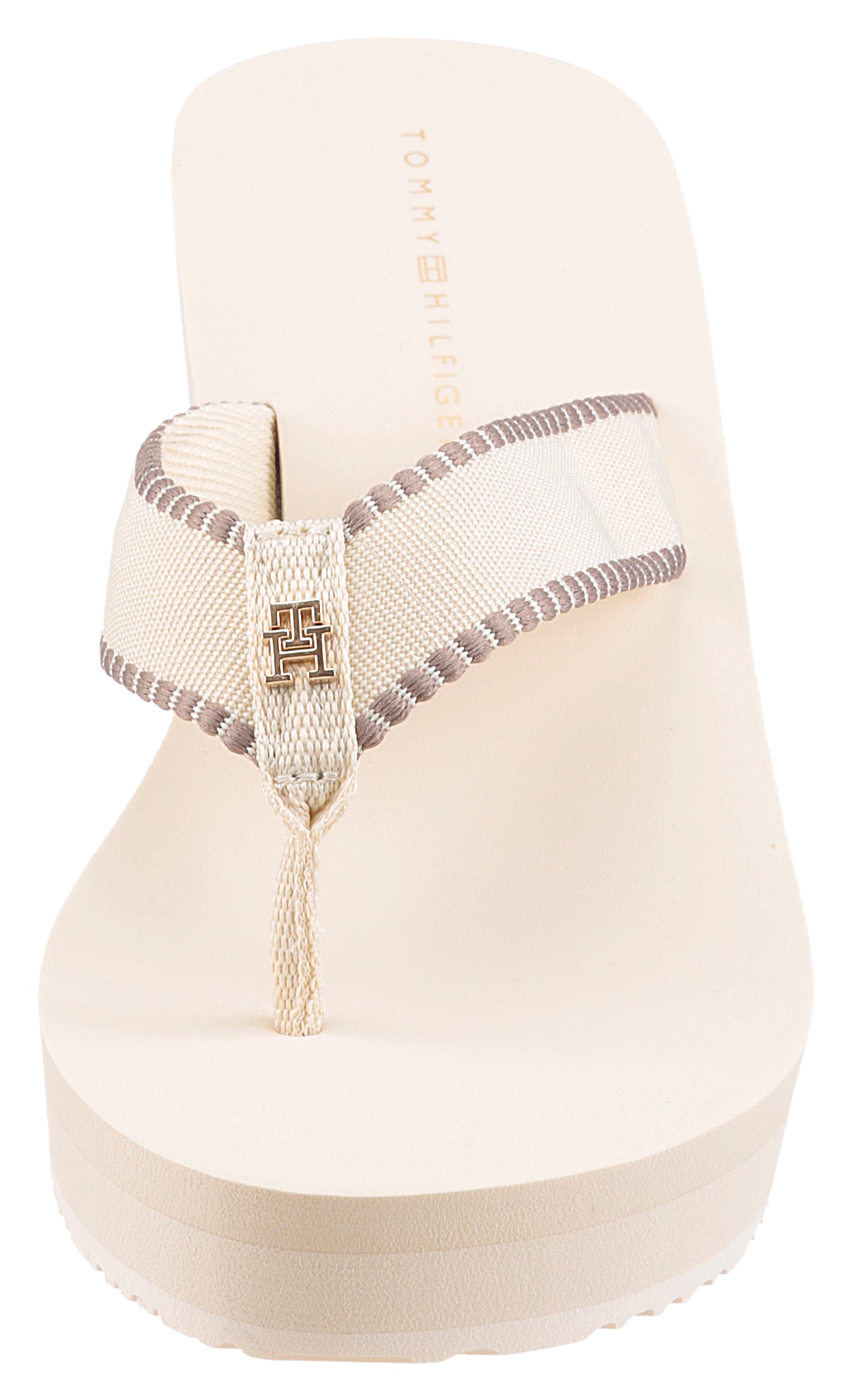 Tommy Hilfiger Dianette »WEDGE BEACH SANDAL«, Keilabsatz, Zehentrenner, Sommerschuh mit Logoschriftzug