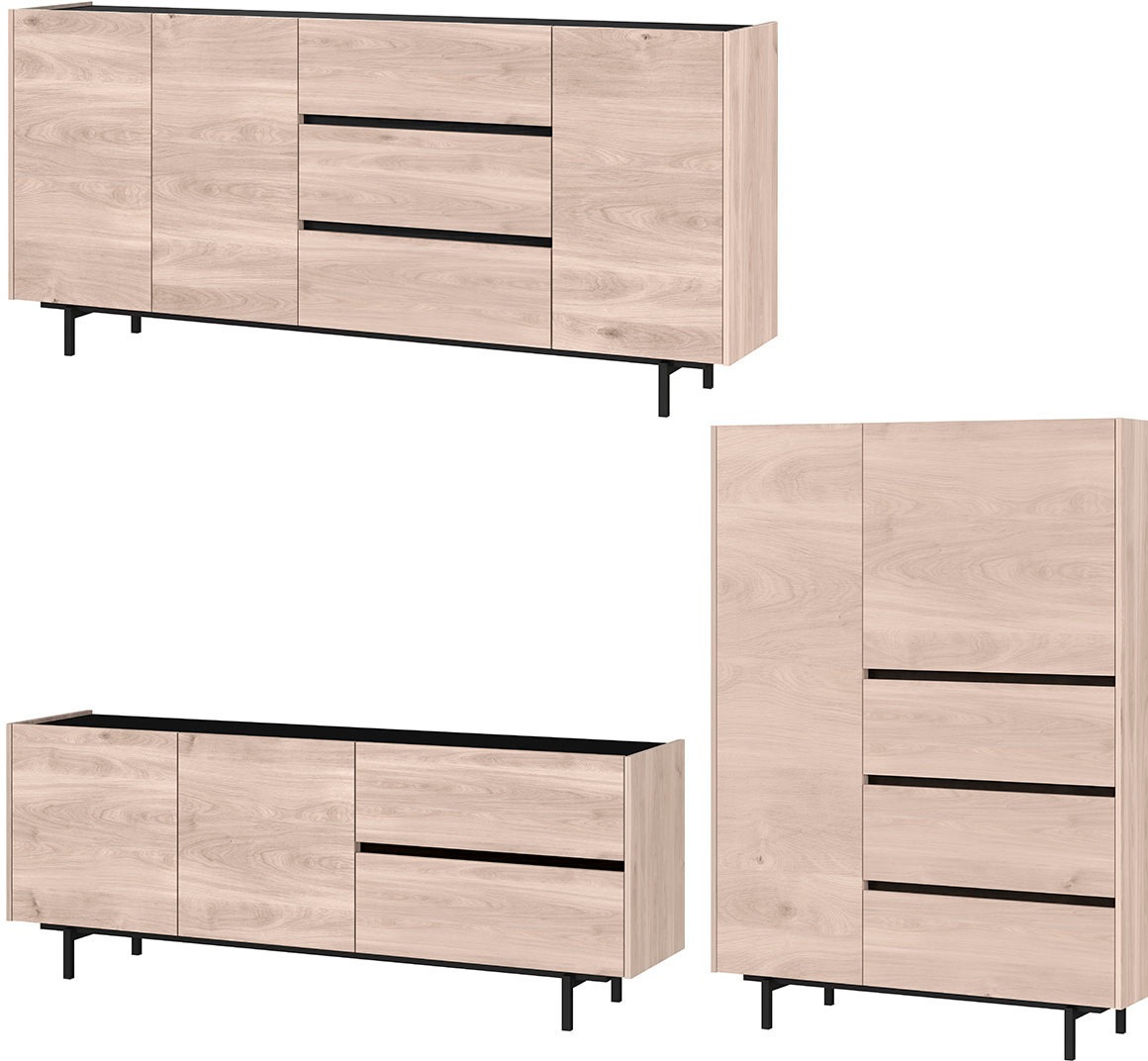 GERMANIA Wohnzimmer-Set »Cantoria«, (Set, 3 St.), mit Sideboard, Highboard, Lowboard, griffloses Design