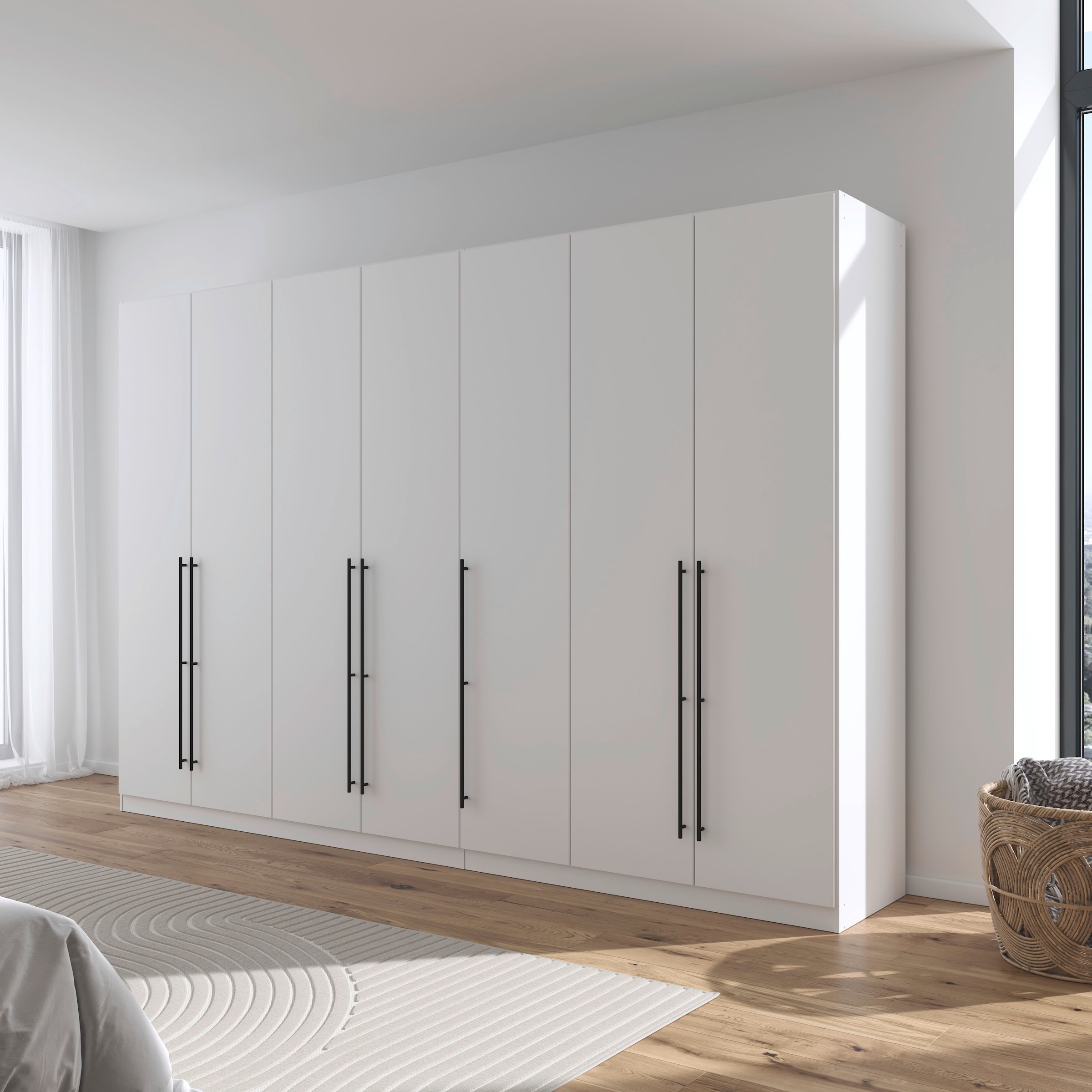 rauch Kleiderschrank, (in 3 verschiedenen Ausstattungen BASIC/CLASSIC/PREMIUM), mit hochwertigen Stangengriffen in Schwarz aus Metall MADE IN GERMANY