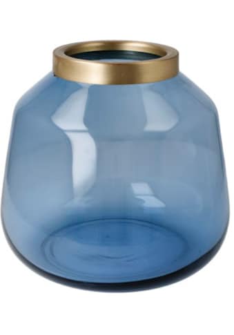 Tischvase »Aurora Blue«, (1 St.), Vase aus Glas und Metall, handgefertigt und...