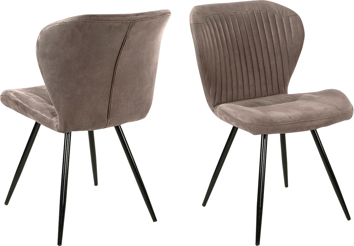 4-Fußstuhl „Düren“, (Set), 2 St Microfaser, in Vintage Optik, Vintage grau/braun + Schwarz B/H/T: 54 cm x 86 cm x 64 cm