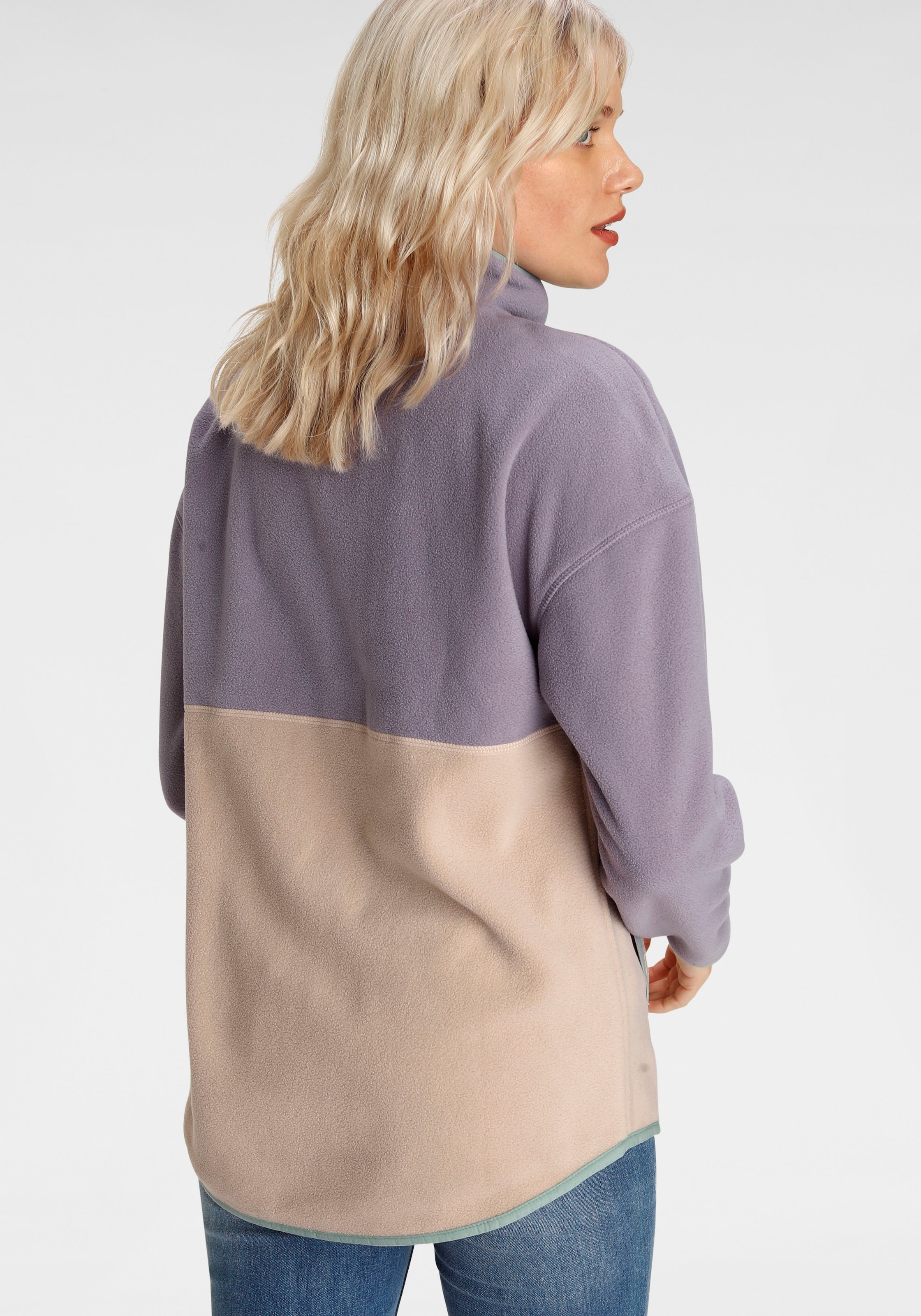 Polarino Fleecepullover, mit Colourblocking-Optik, mit Kängurutasche, aus Fleecestoff