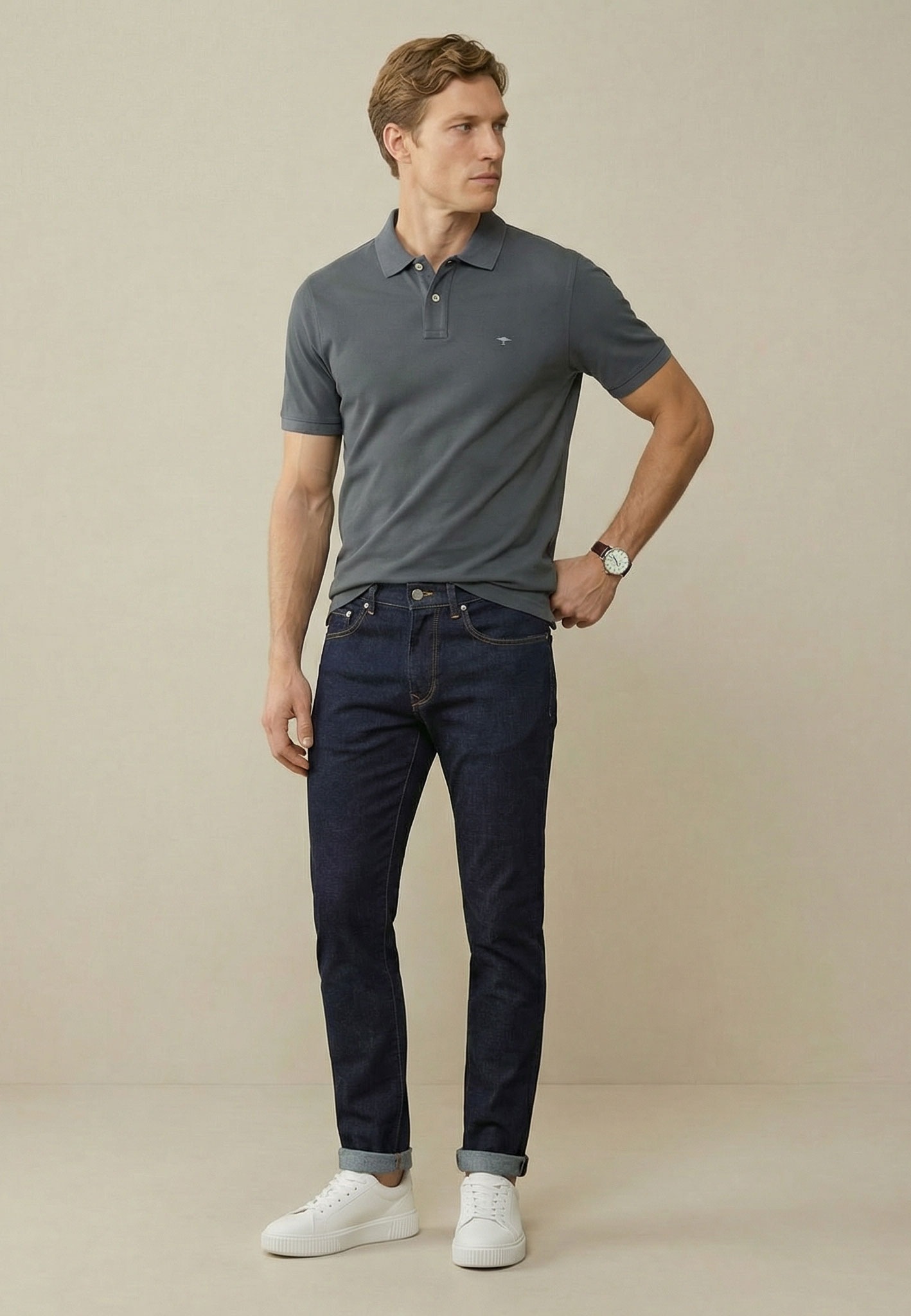 FYNCH-HATTON Poloshirt normale Passform, mit 2-Knopf-Polokragen, aus Baumwolle