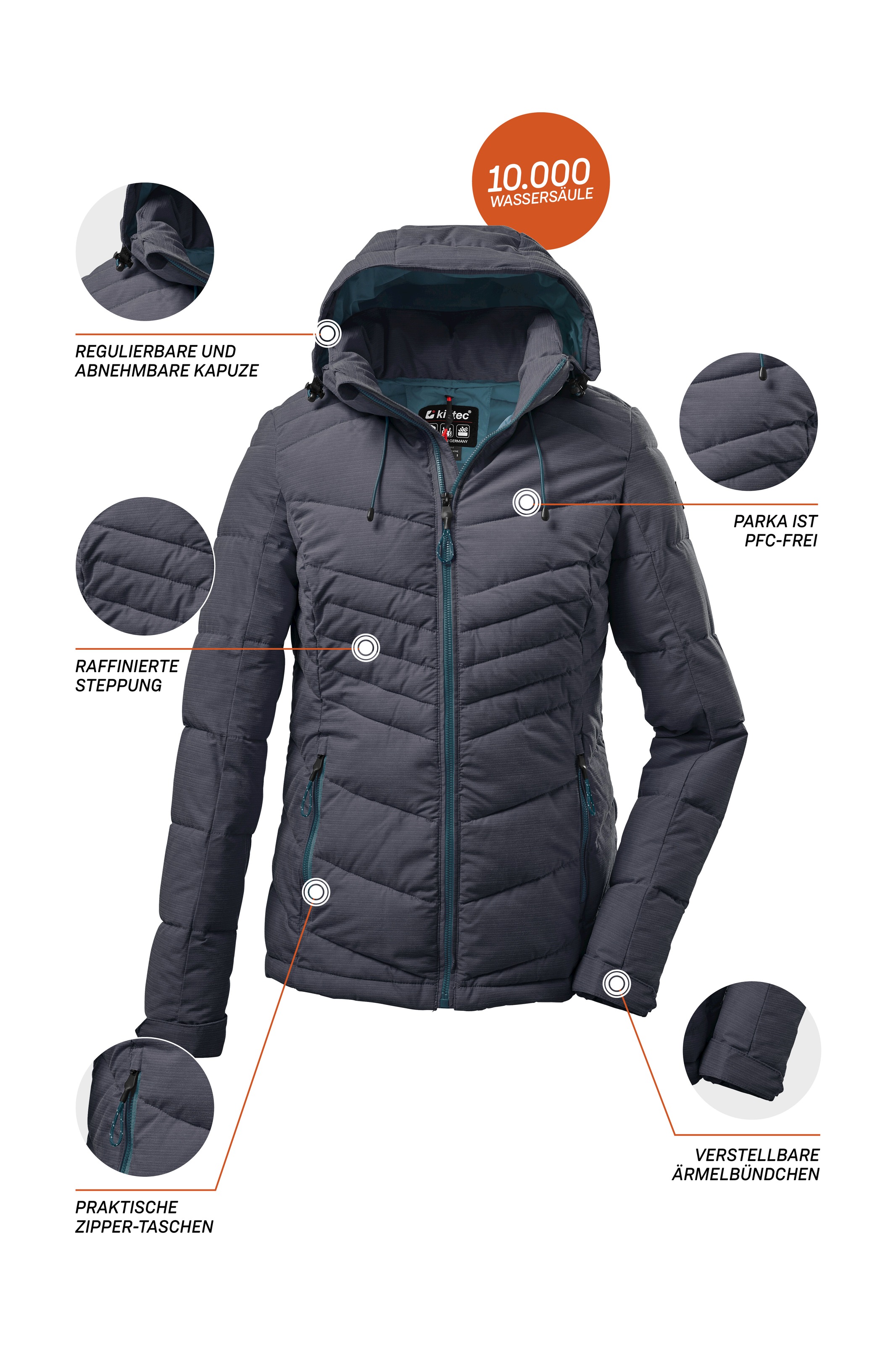 Killtec Steppjacke »KOW 149 WMN QLTD JCKT« Wasser- und windabweisend, atmungsaktiv, abnehmbare Kapuze