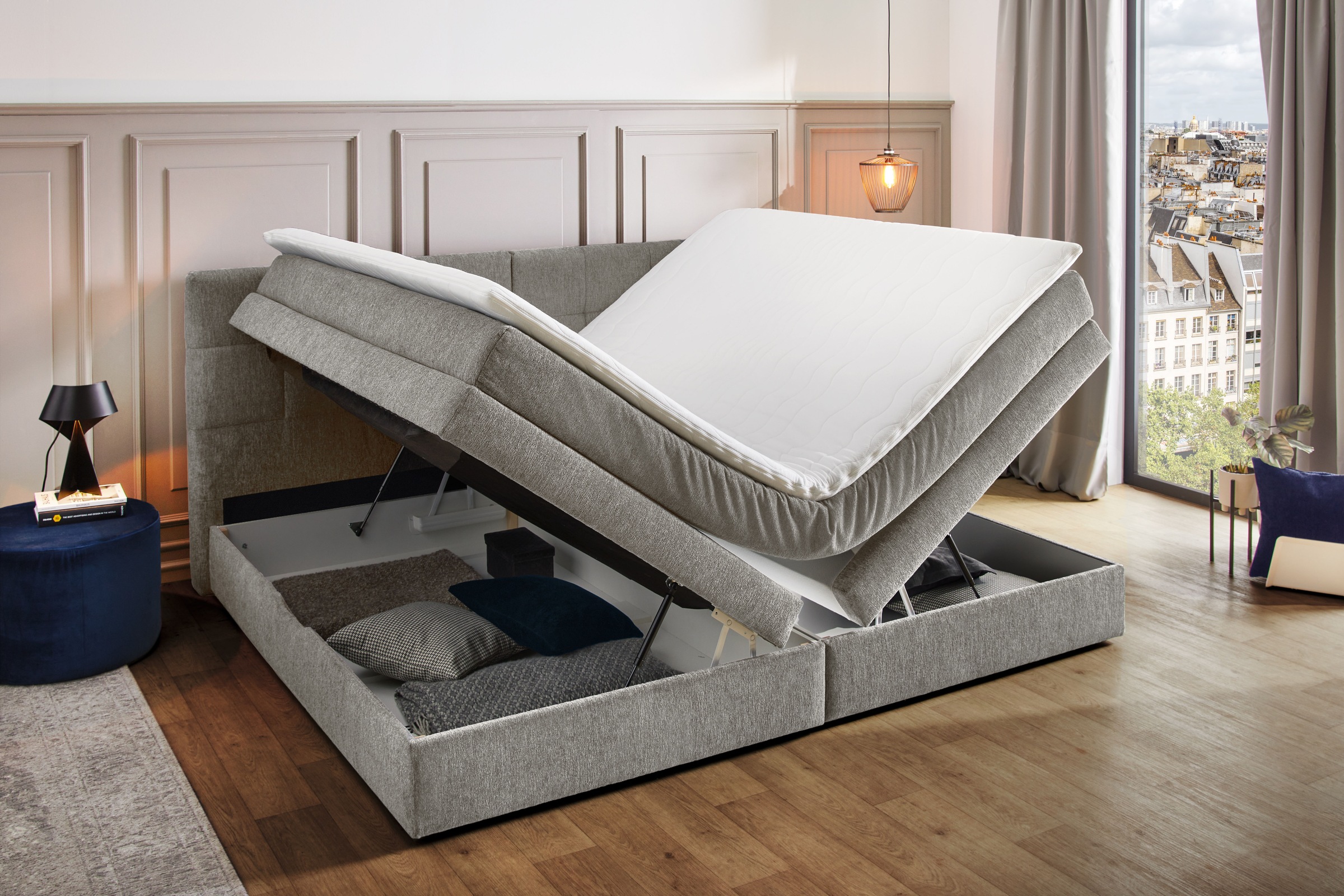 Jockenhöfer Gruppe Boxspringbett »Casa Grande in der Breite 240cm, Familienbett mit riesigem Bettkasten«, 7-Zonen-TTFK-Matratze, KS-Topper, verschiedene Härtegrade wählbar