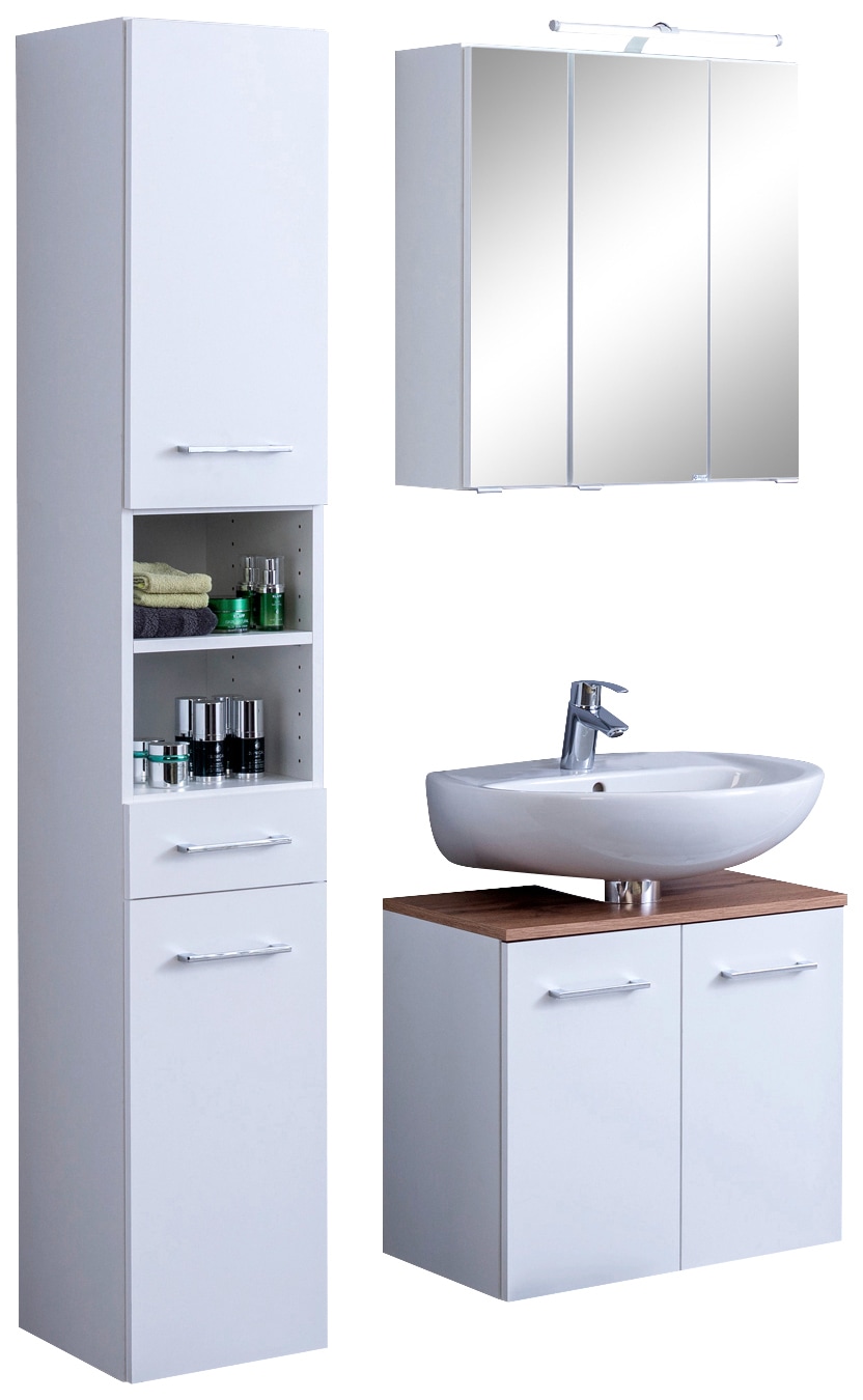 welltime Badmöbel-Set »Avignon« 3 Stk. tlg. mit 3D-Spiegelschrank mit LED-A günstig online kaufen