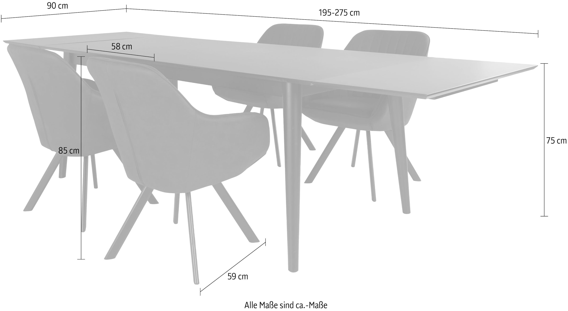 Essgruppe kaufen Homexperts mit Raten ausziehbarem 5 auf Tisch (Set, tlg.), »Odense«,