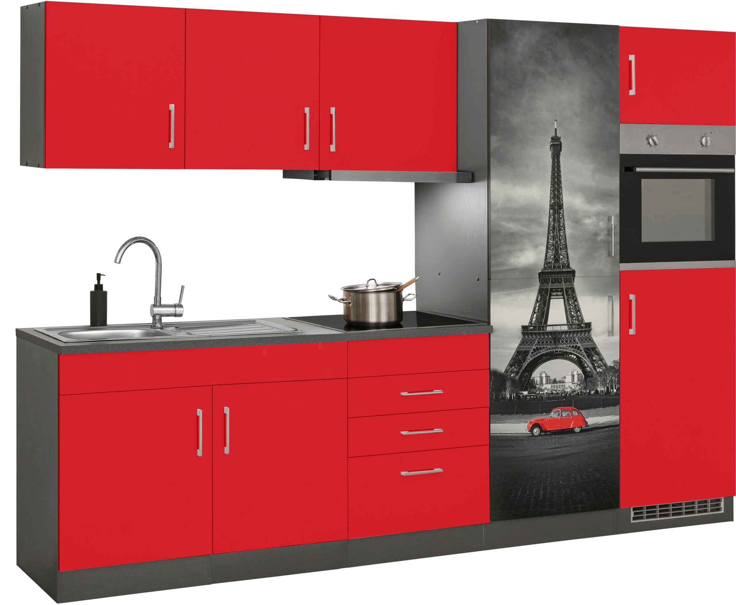 HELD MÖBEL Küchenzeile »Paris«, mit E-Geräten, Breite 280 cm, wahlweise mit Induktionskochfeld