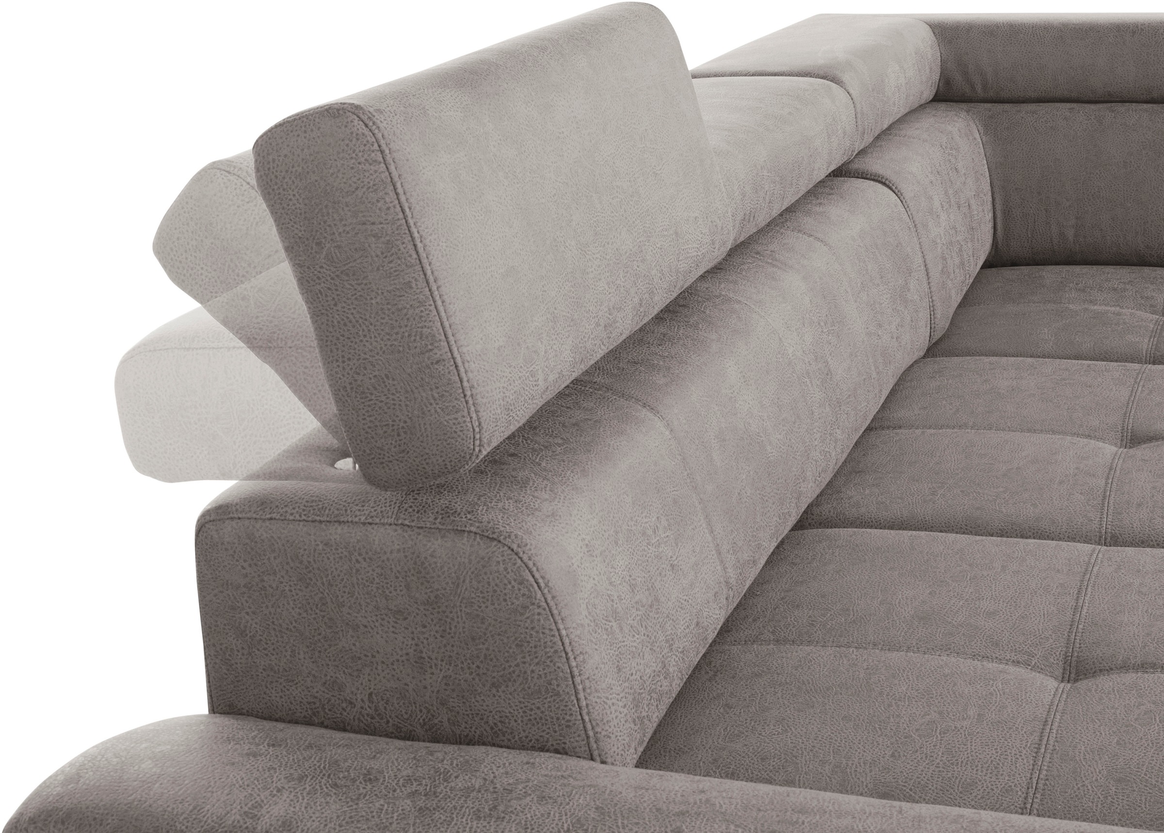 exxpo - sofa fashion Ecksofa »Enya, aufwendige Detailverarbeitung, hoher Sitzkomfort, bequem, L-Form«, mit Kopfteilverstellung, wahlweise Bettfunktion u. Bettkasten