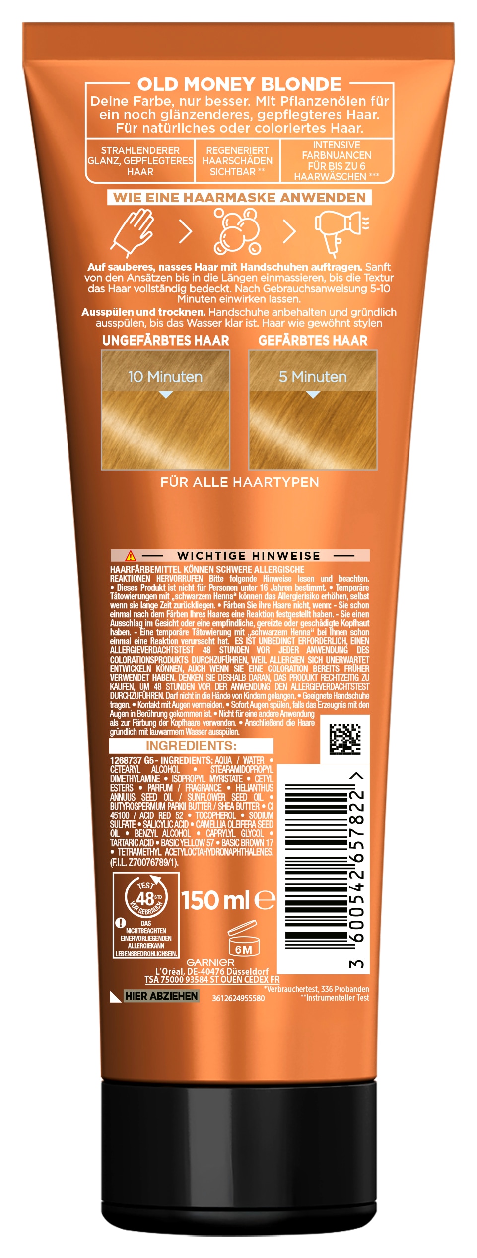 GARNIER Coloration »Garnier Olia Gloss Tinted Hair Mask« Für getöntes Haar, 150 ml Größe, mit Tocopherol, angenehmer Duft