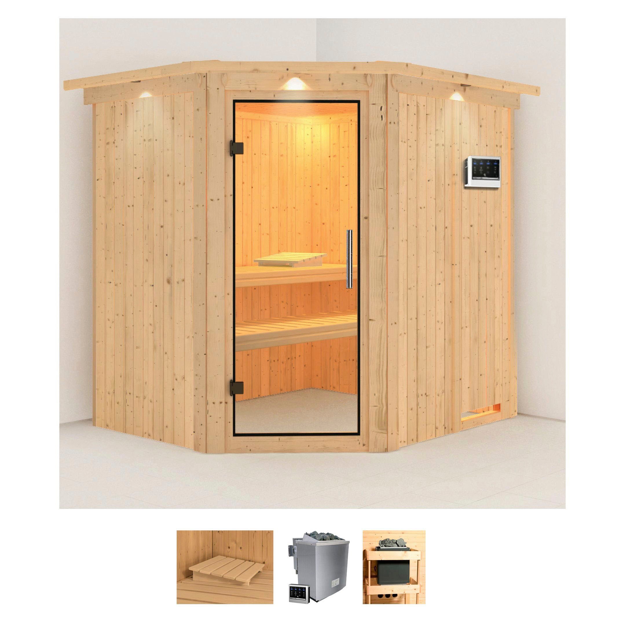 Karibu Sauna »Siirin« Set, 9 KW-Bio-Ofen mit externer Steuerung günstig online kaufen
