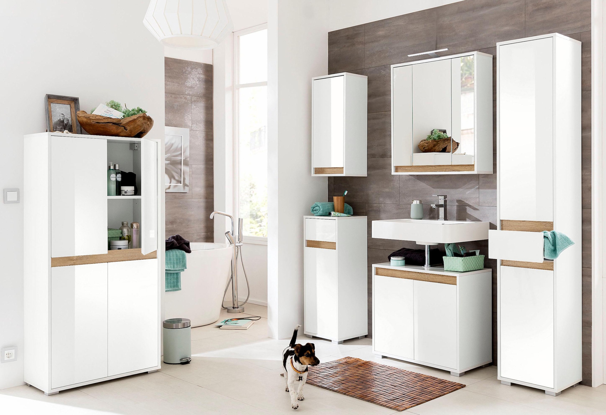 welltime Waschbeckenunterschrank »Siena«, Waschtisch mit einem Fach und Wechselblende - Maße (B/T/H) 67/37/60 cm