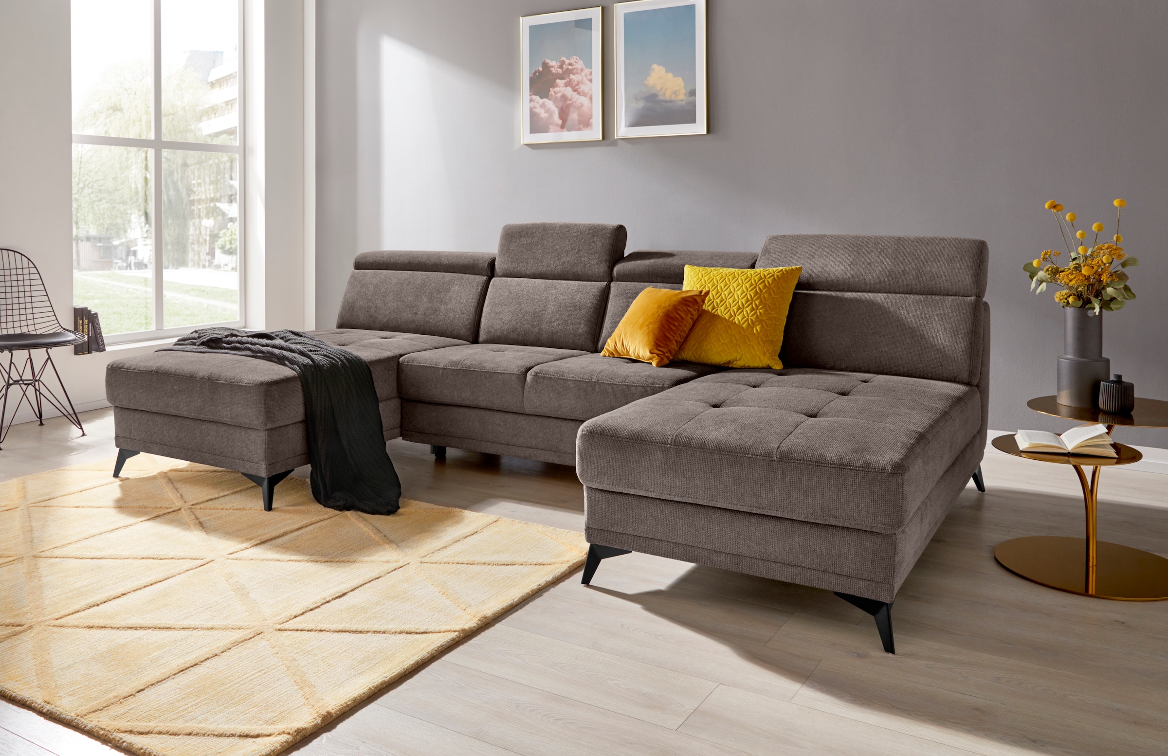 Home affaire Wohnlandschaft »Cardiz U-Form« inkl.Kopfteilverstellung und Fe günstig online kaufen