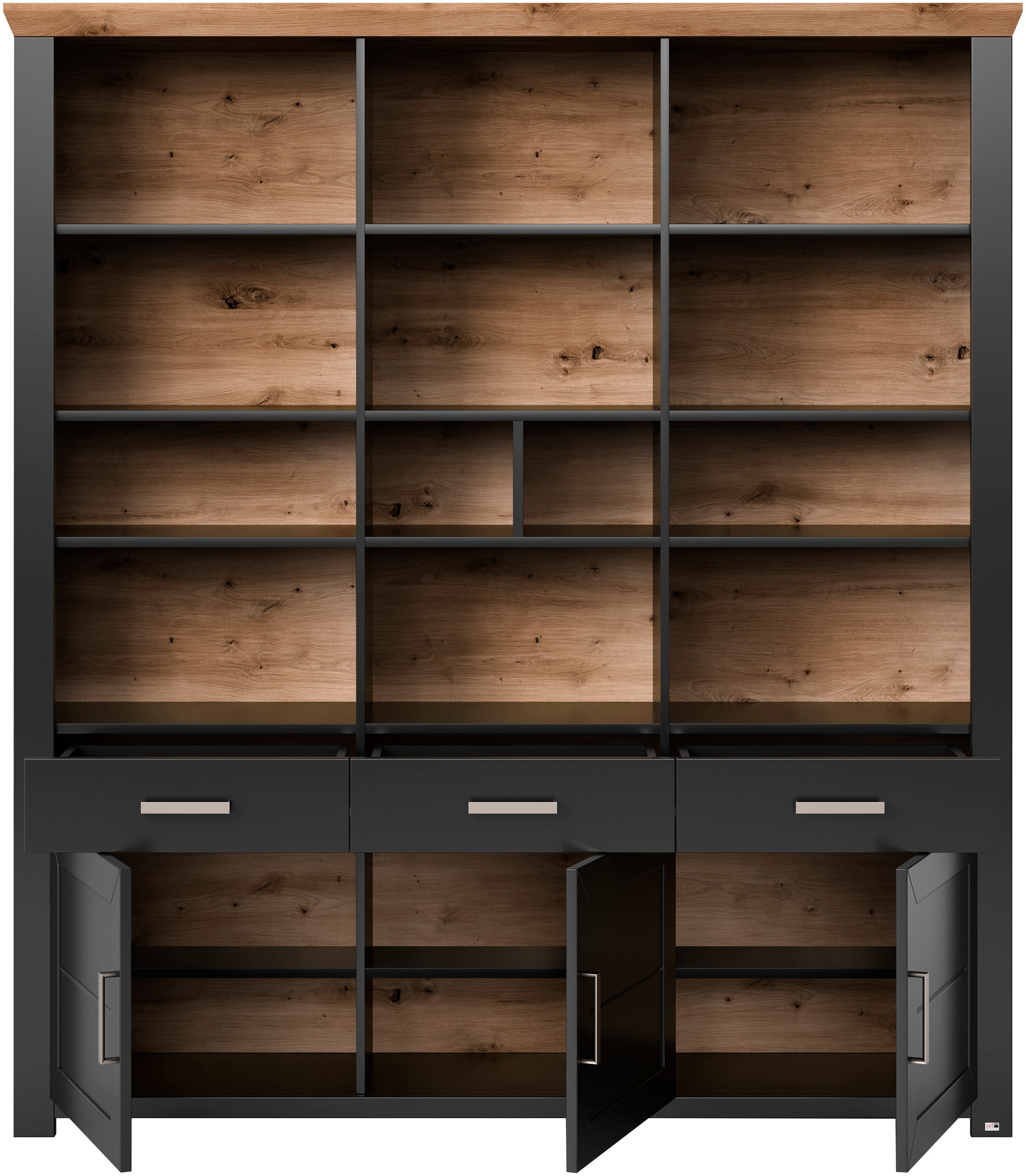 set one by Musterring Aktenregal »York«, offenes Design, wahlweise mit Beleuchtung, 3 Farben, Breite 184 cm