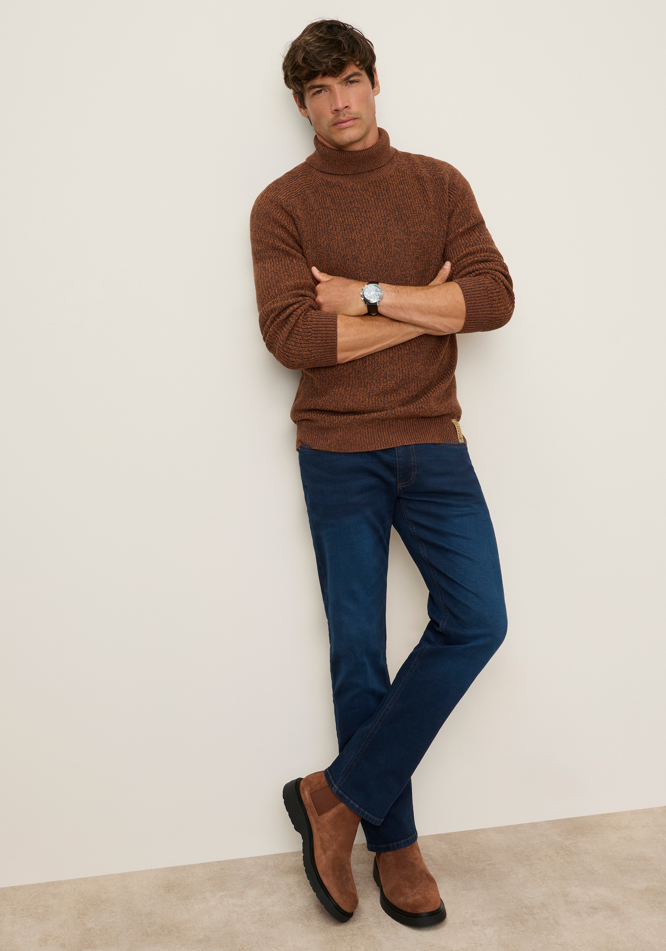Man's World Rollkragenpullover »Neue Kollektion! Melange Effektgarn« Langarm mit Raglanärmel, aus Baumwolle, mit Rollkragen