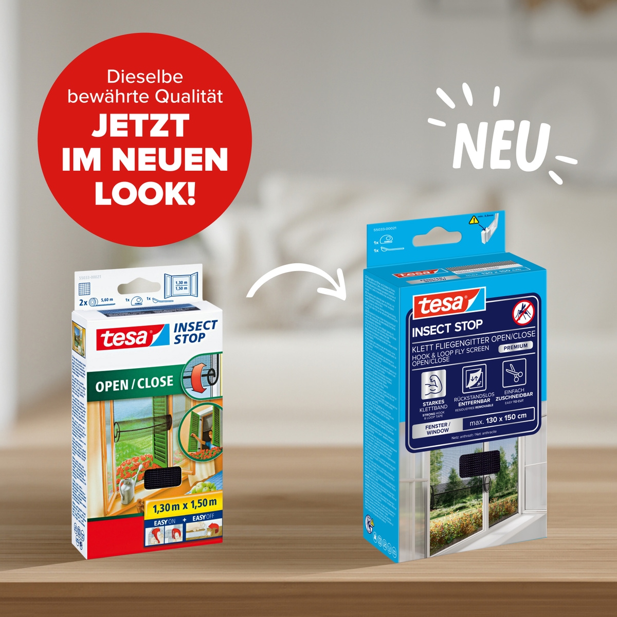 tesa Insektenschutz-Fensterrahmen »Insect Stop Comfort Fliegengitter für Fenster-  Insektenschutz Rollo« Packung, Fliegennetz, Klettband, Andrück und Schneidehilfe, 1 Stk. tlg. Insektenschutz für Fenster - selbstklebend - schwarz - 1,3 m : 1,5 m